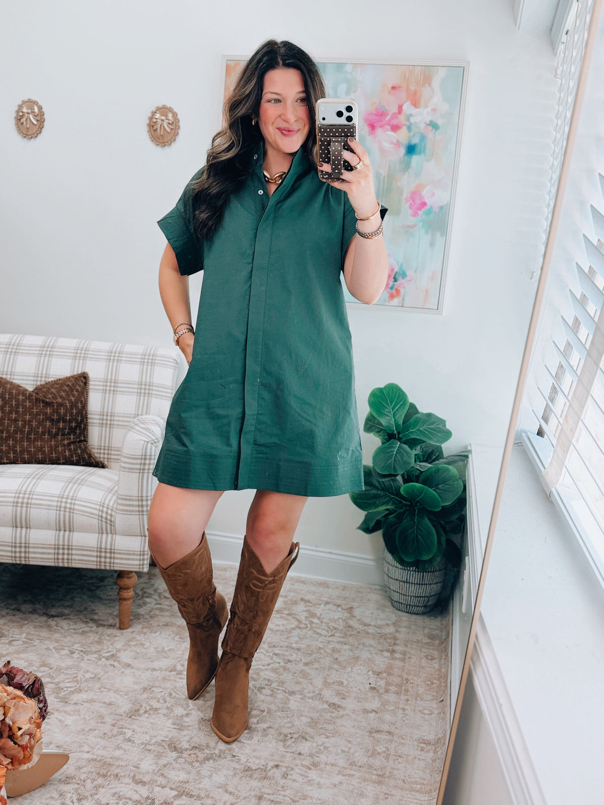 Forest Linen Mini Dress