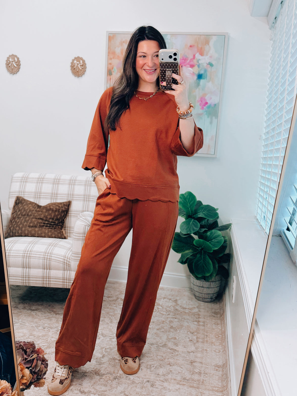 Terracotta Scallop Scuba Knit Set