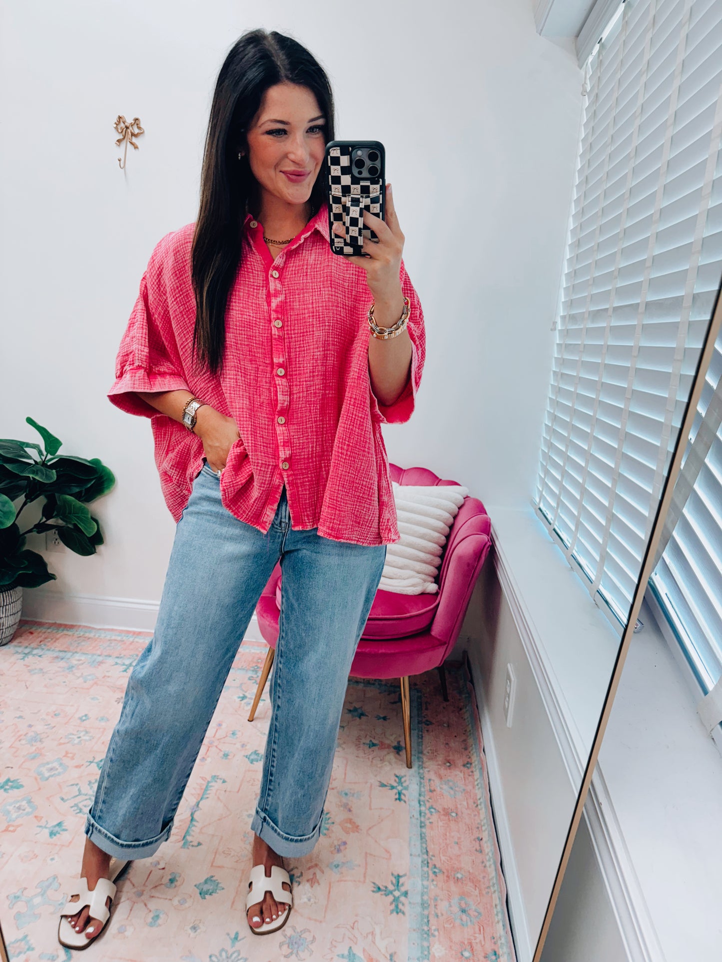 Pink Mineral Wash Dolman Top