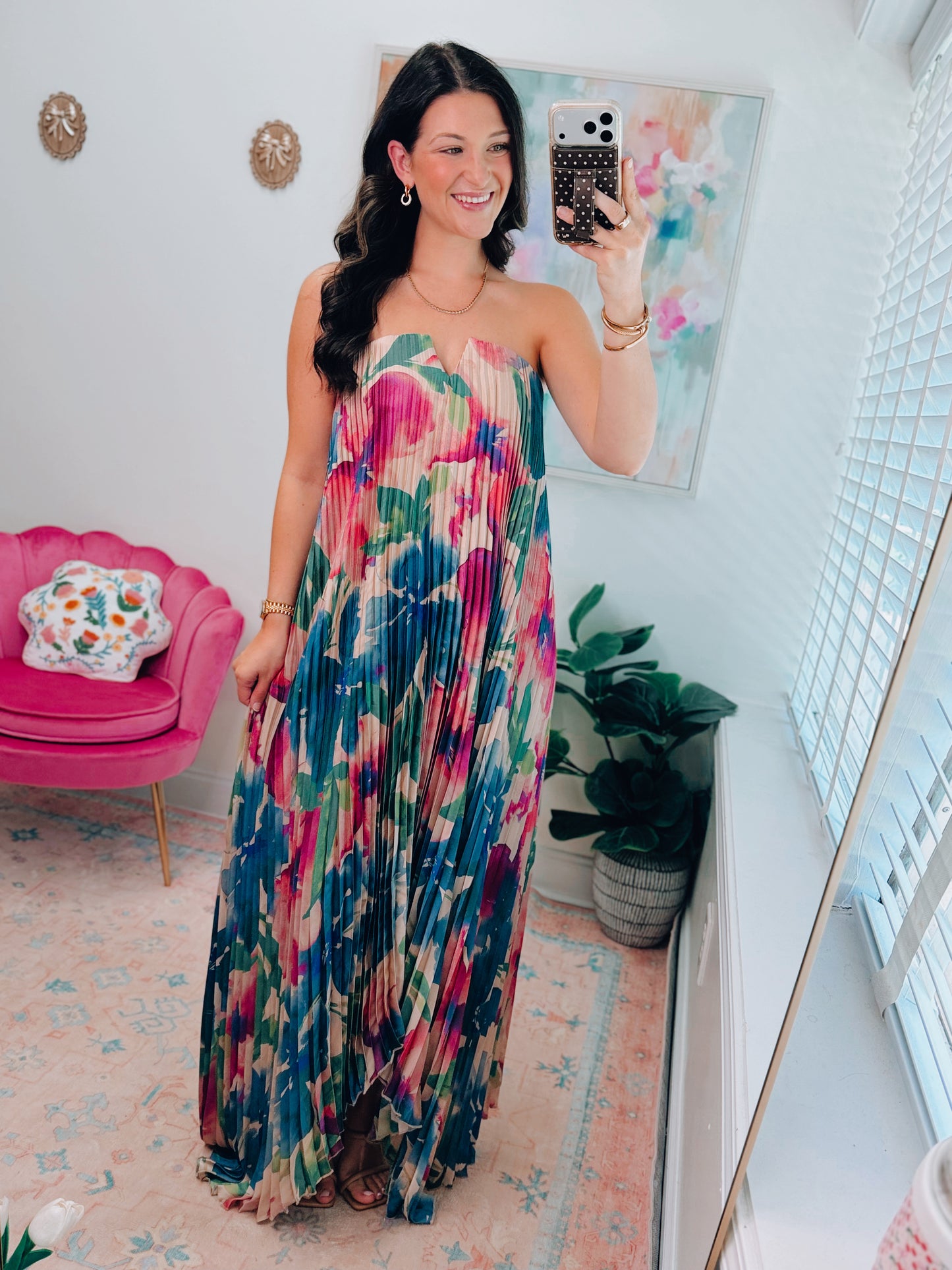 Meadowlark Pleated Maxi Column Dress