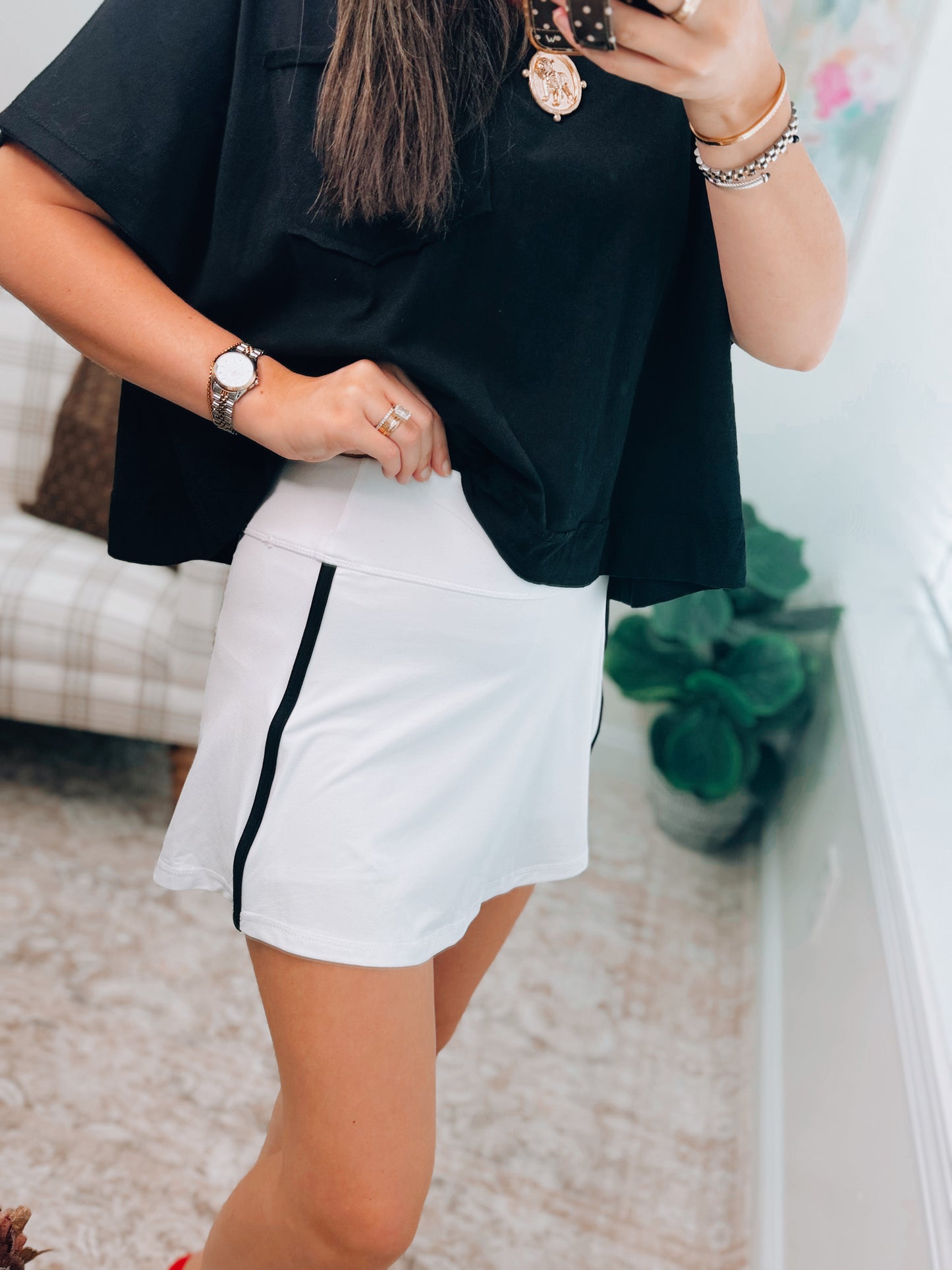 Active Stripe Butter Skort - White