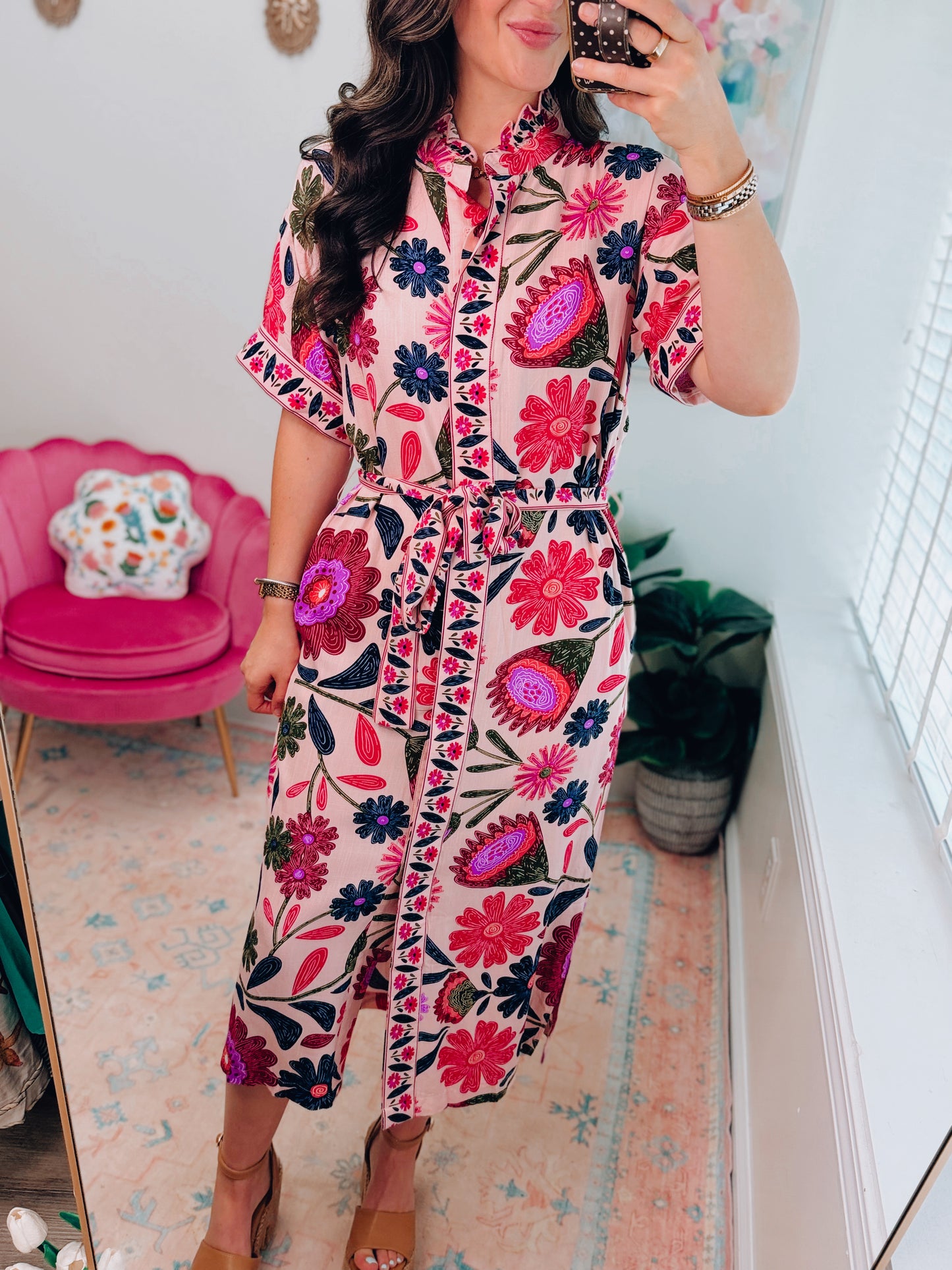 Aloha Babe Button Detail Midi Dress
