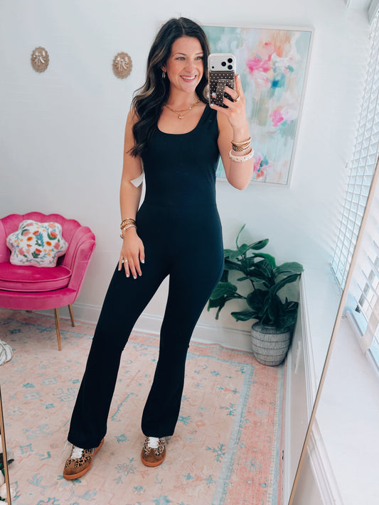 Venice Twisted Back Flared Jumpsuit