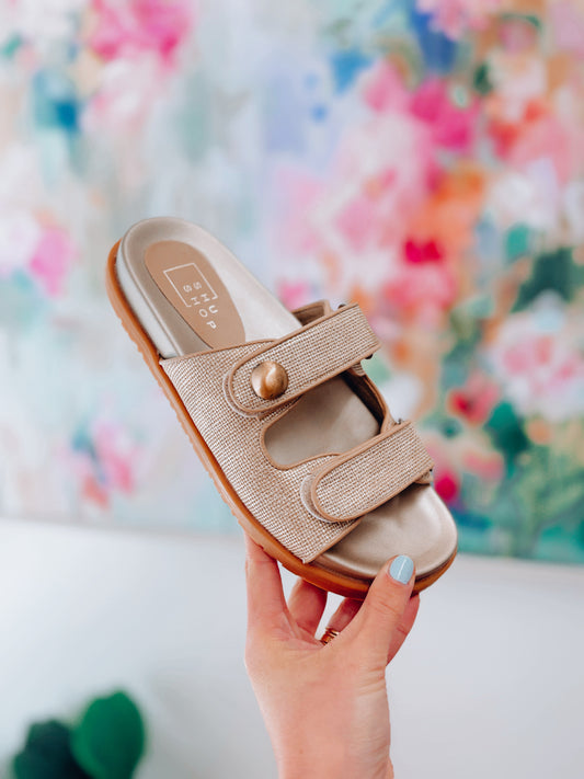 Blair Gold Double Strap Sandals