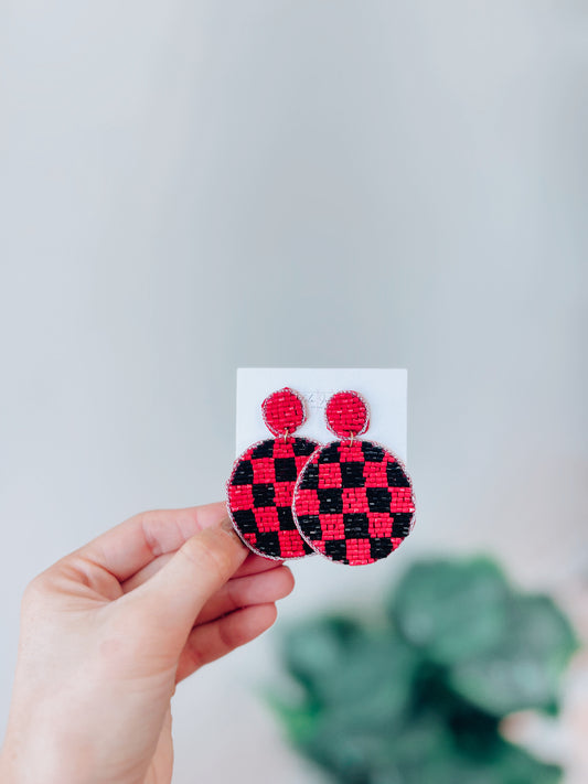 Checkered Beaded Earrings