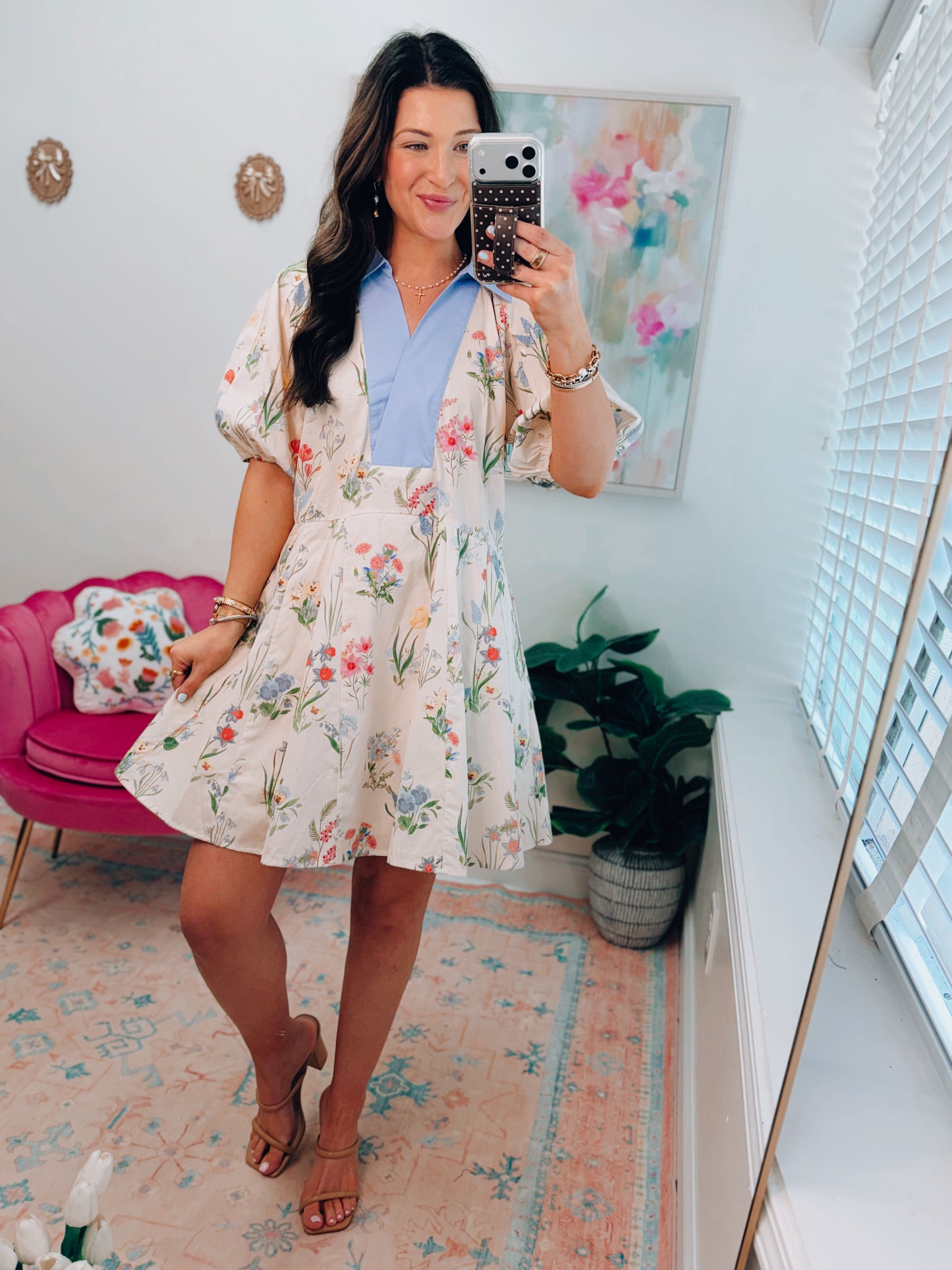 Iris Cream Floral Mini Dress