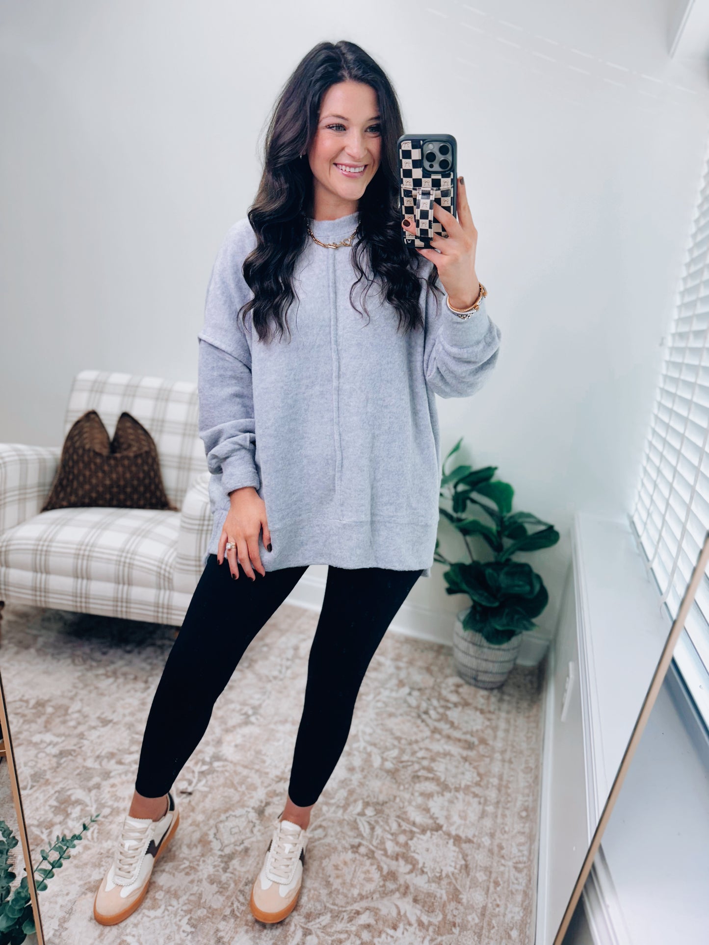 DOORBUSTER Oversized Front Seam Brushed Sweater - Gray