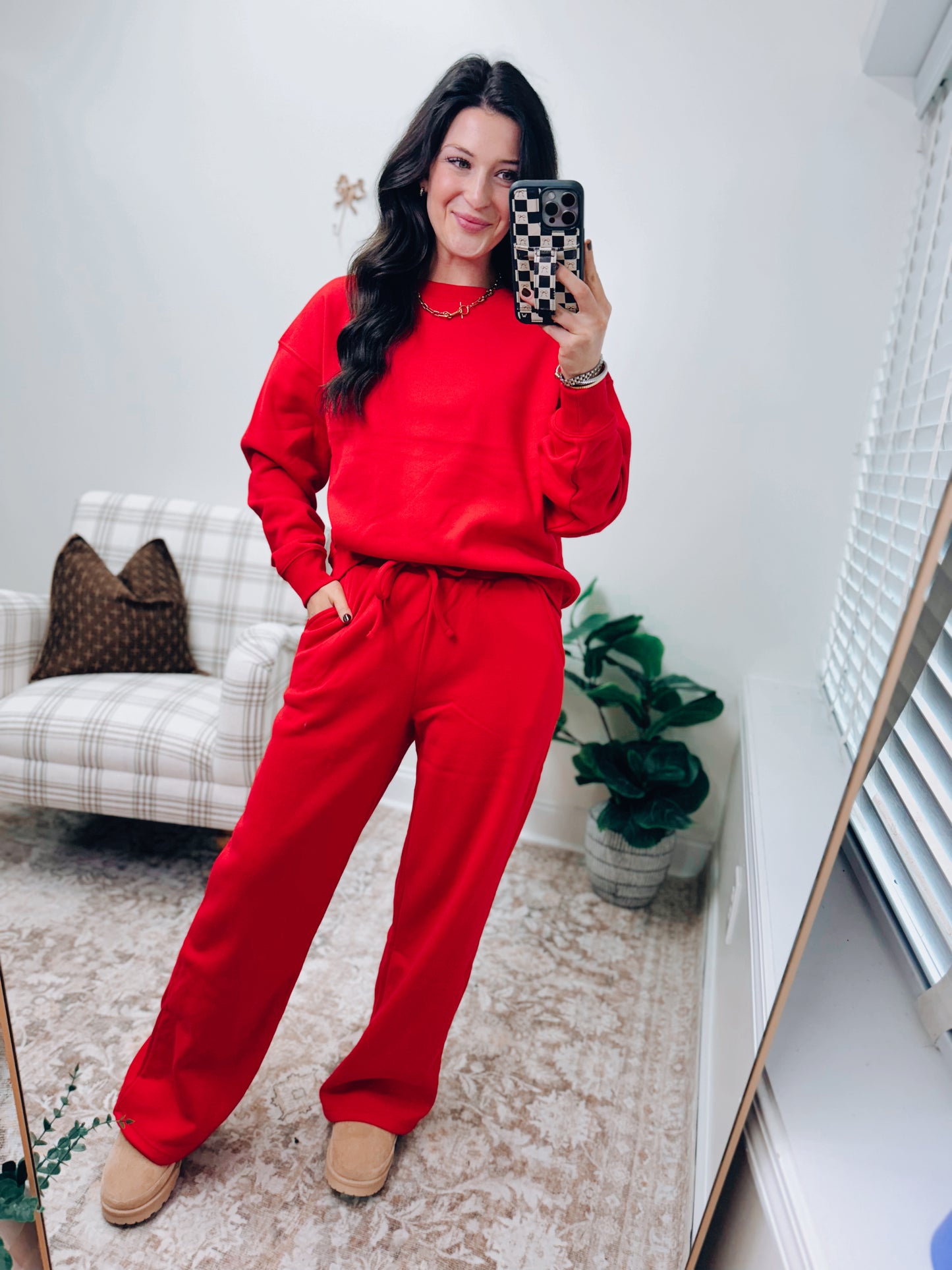DOORBUSTER Crewneck Comfy Pants Set - Red
