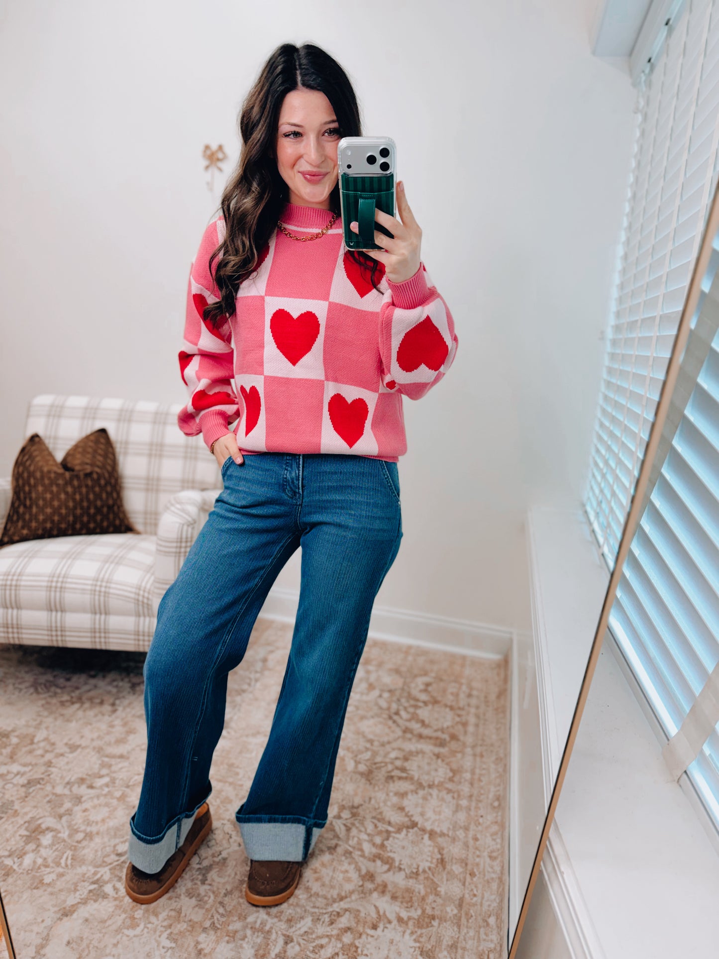 Be Mine Checkered Heart Sweater