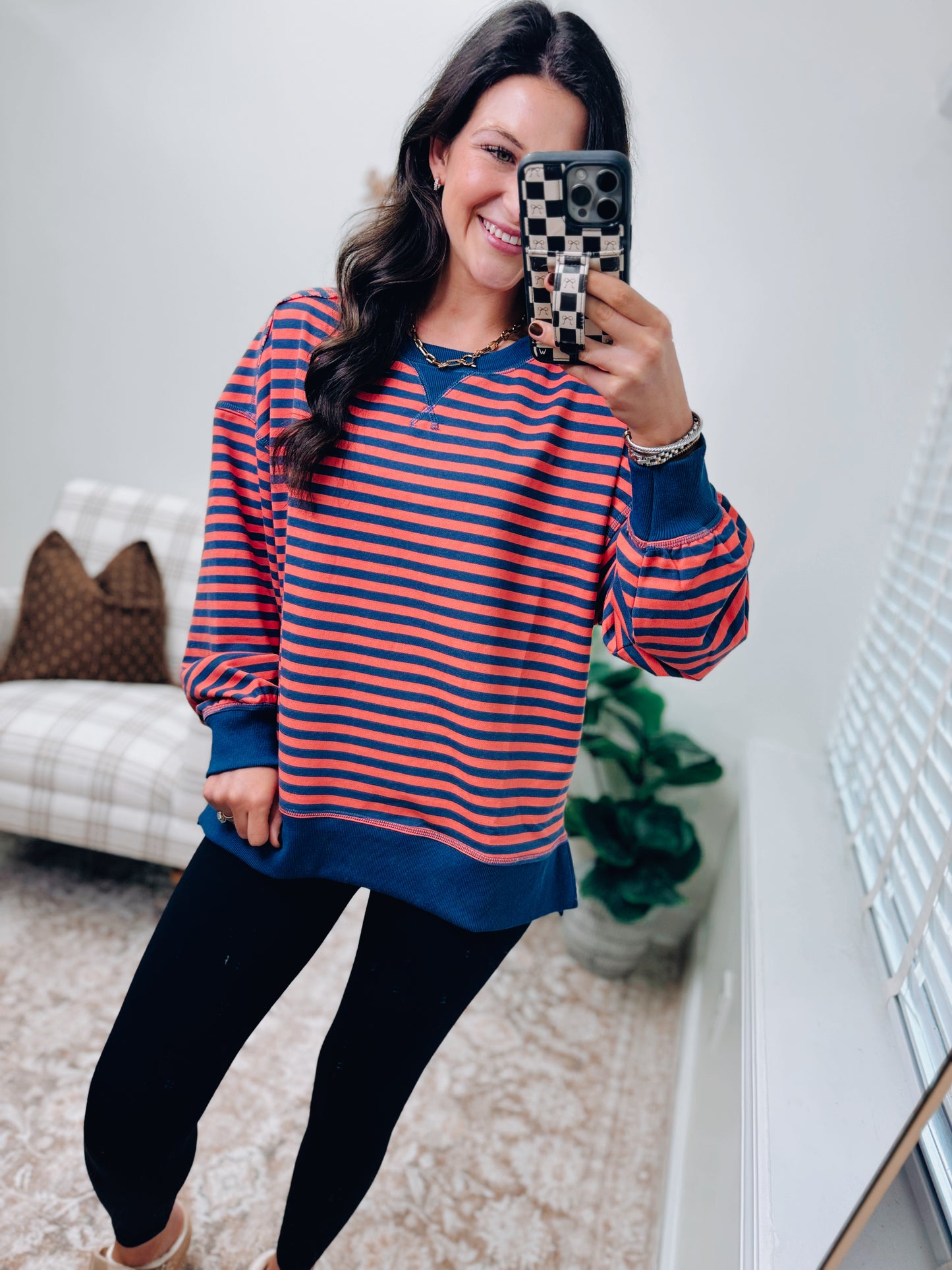 DOORBUSTER Comfy Casual Stripe Pullover - Coral