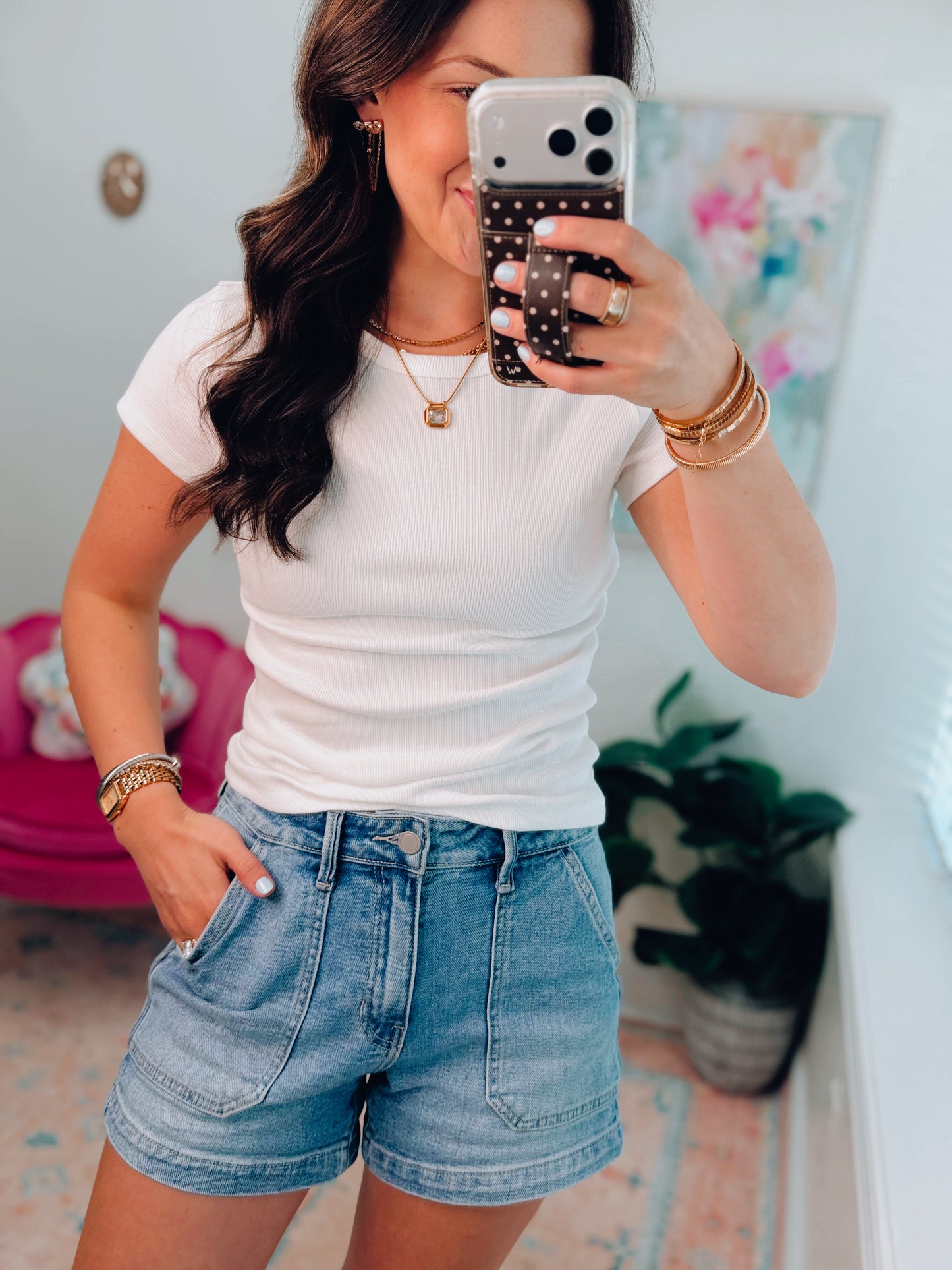 Basic Ribbed Baby Tee - White