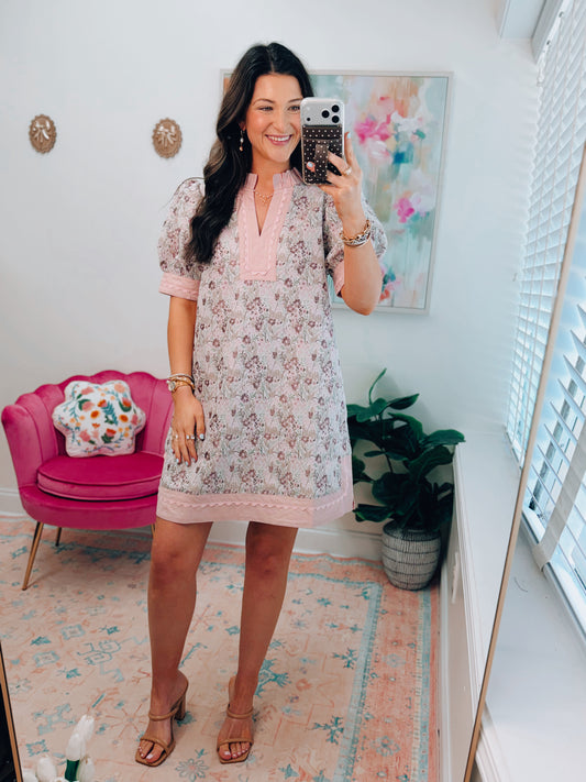 Soft Bloom Scallop Mini Dress