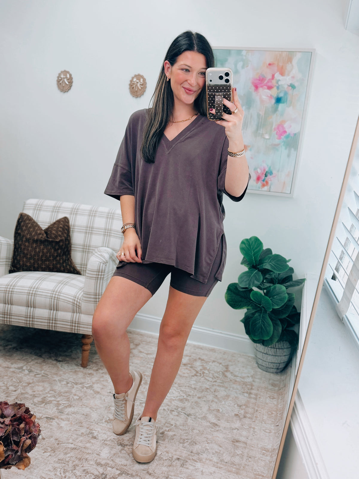 Willow Pima Cotton Biker Set - Coffee Bean