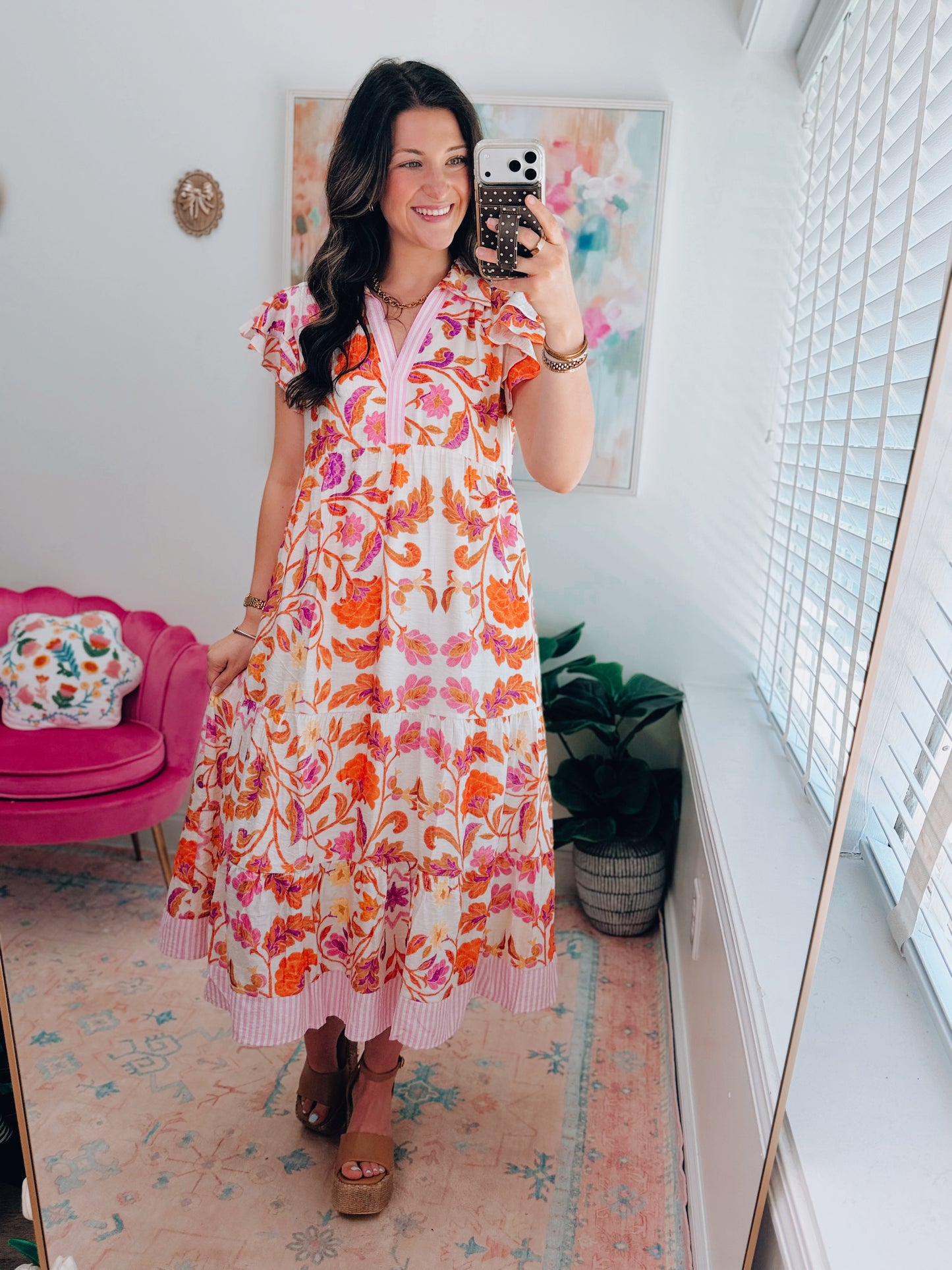 Hibiscus Dreams Pink Mix Midi Dress