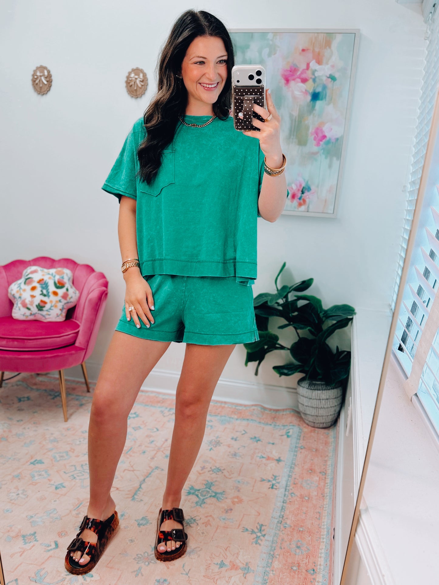 Easy Days Cotton Shorts Set - Kelly Green