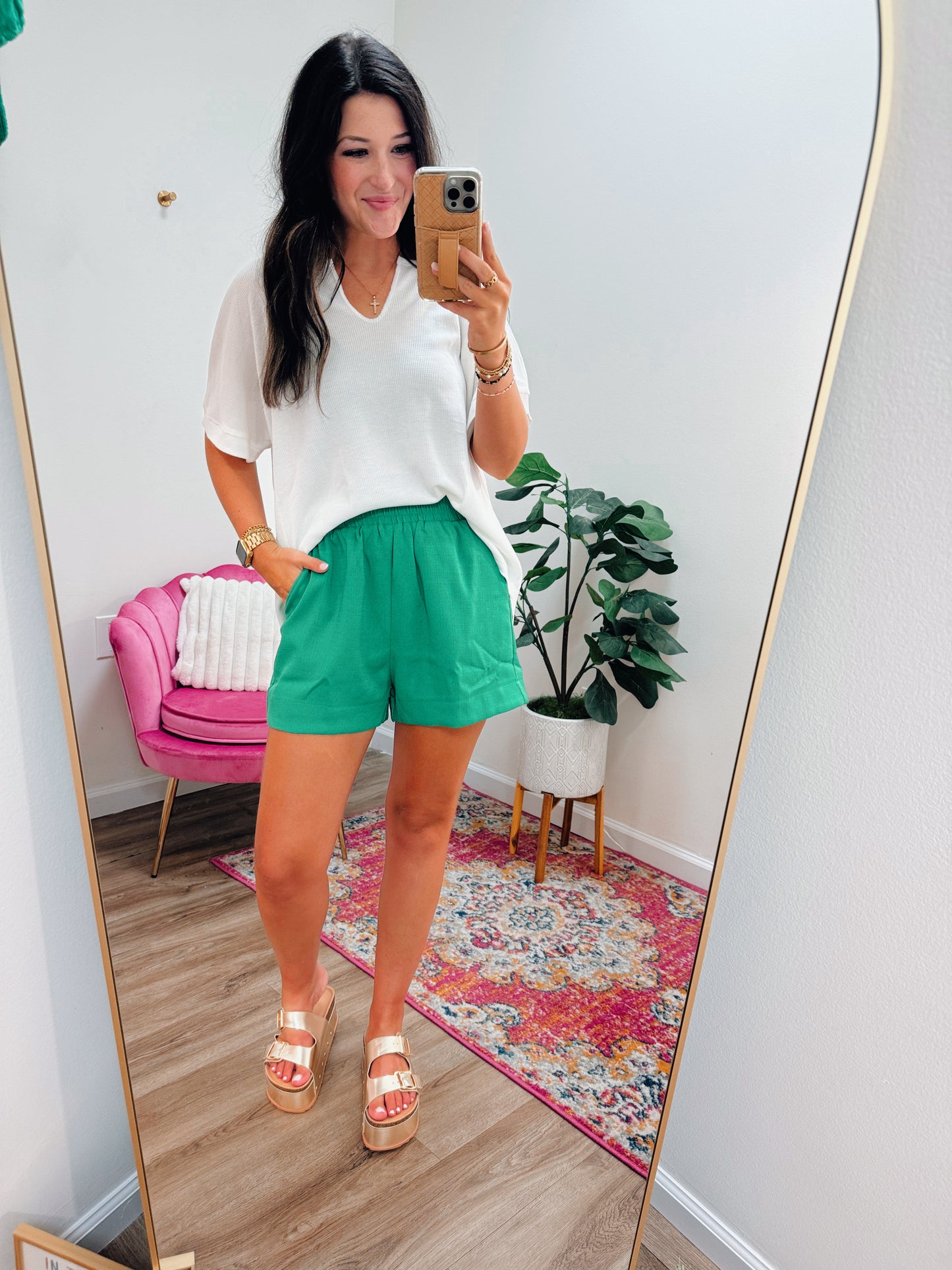 Wallen Linen Green Shorts