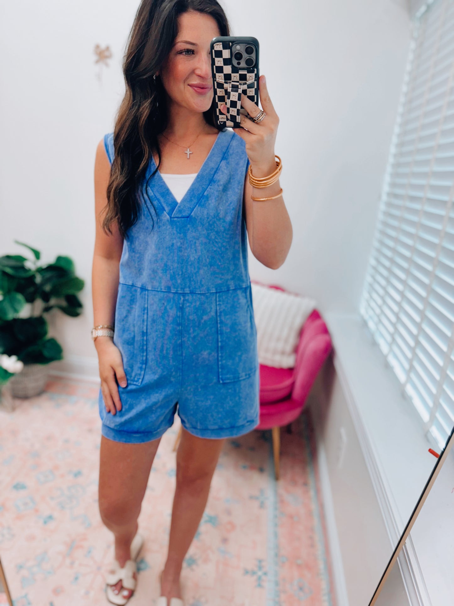Ray Mineral Wash Front Pocket Romper
