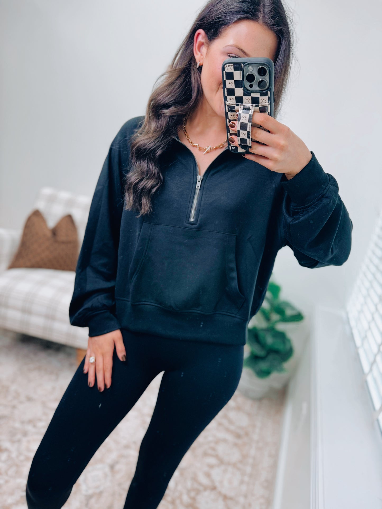 DOORBUSTER Air Essentials Half Zip Black Pullover