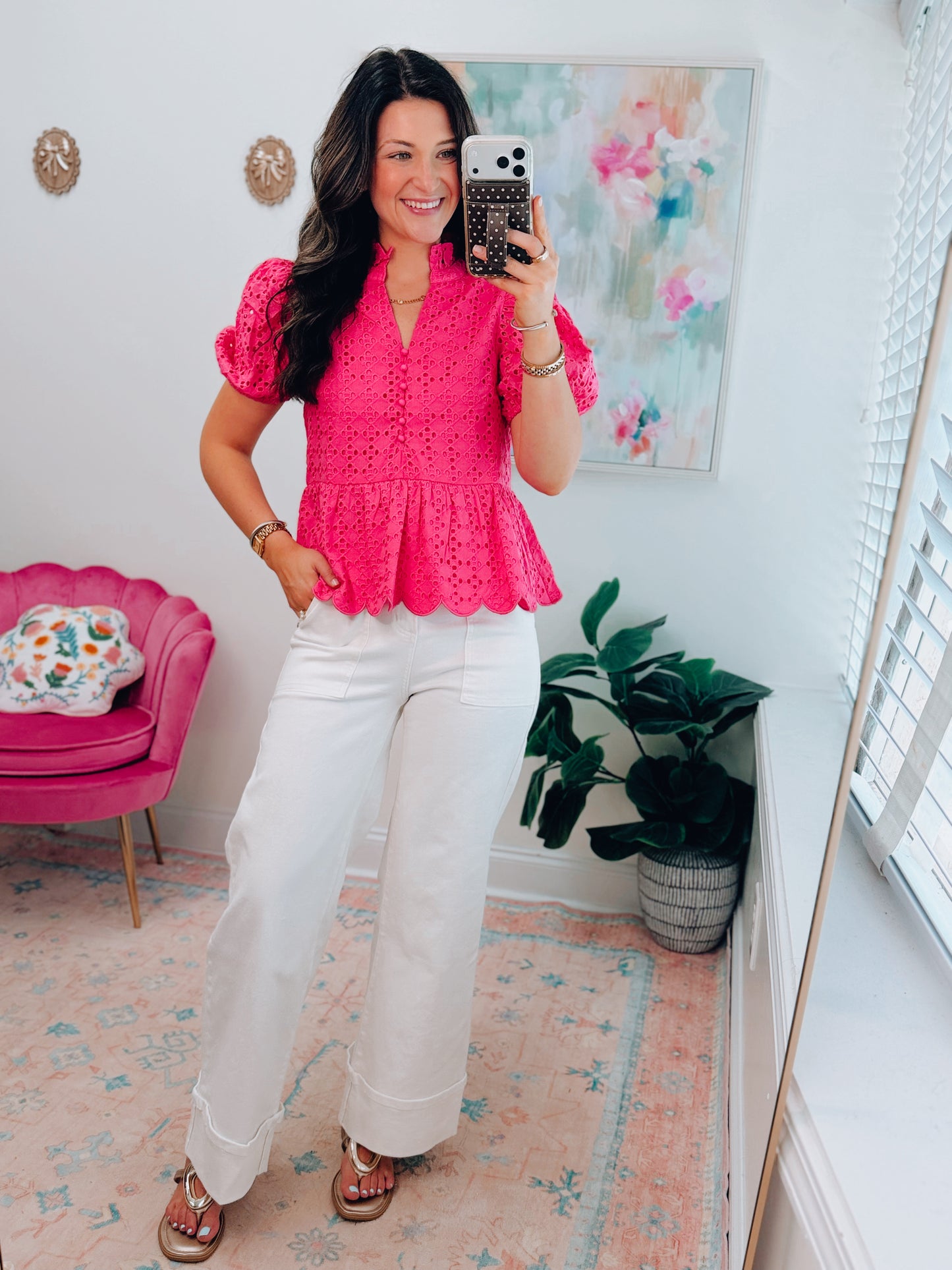 Simply Grace Eyelet Top - Pink