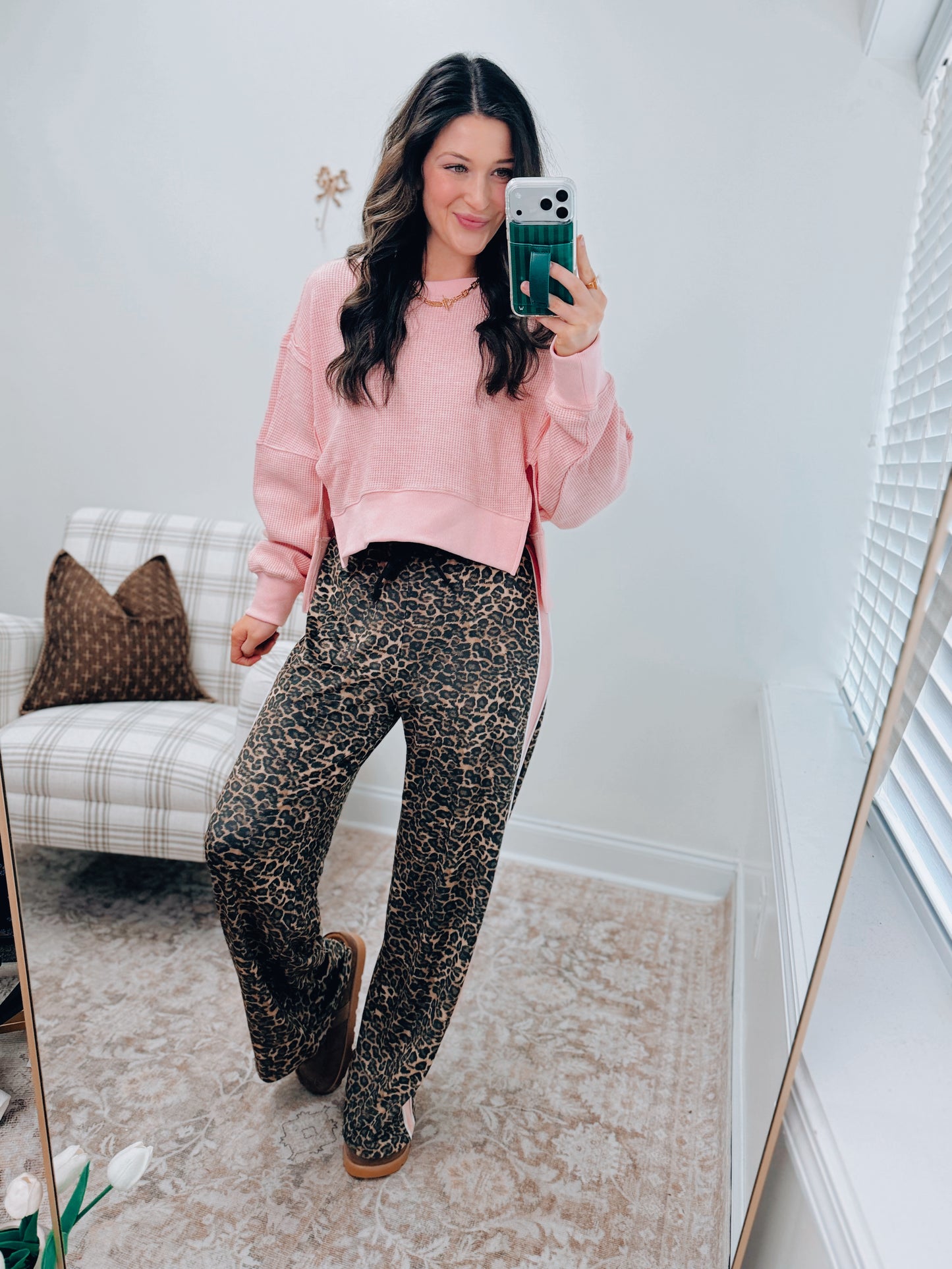 Leopard Print Velour Track Pants
