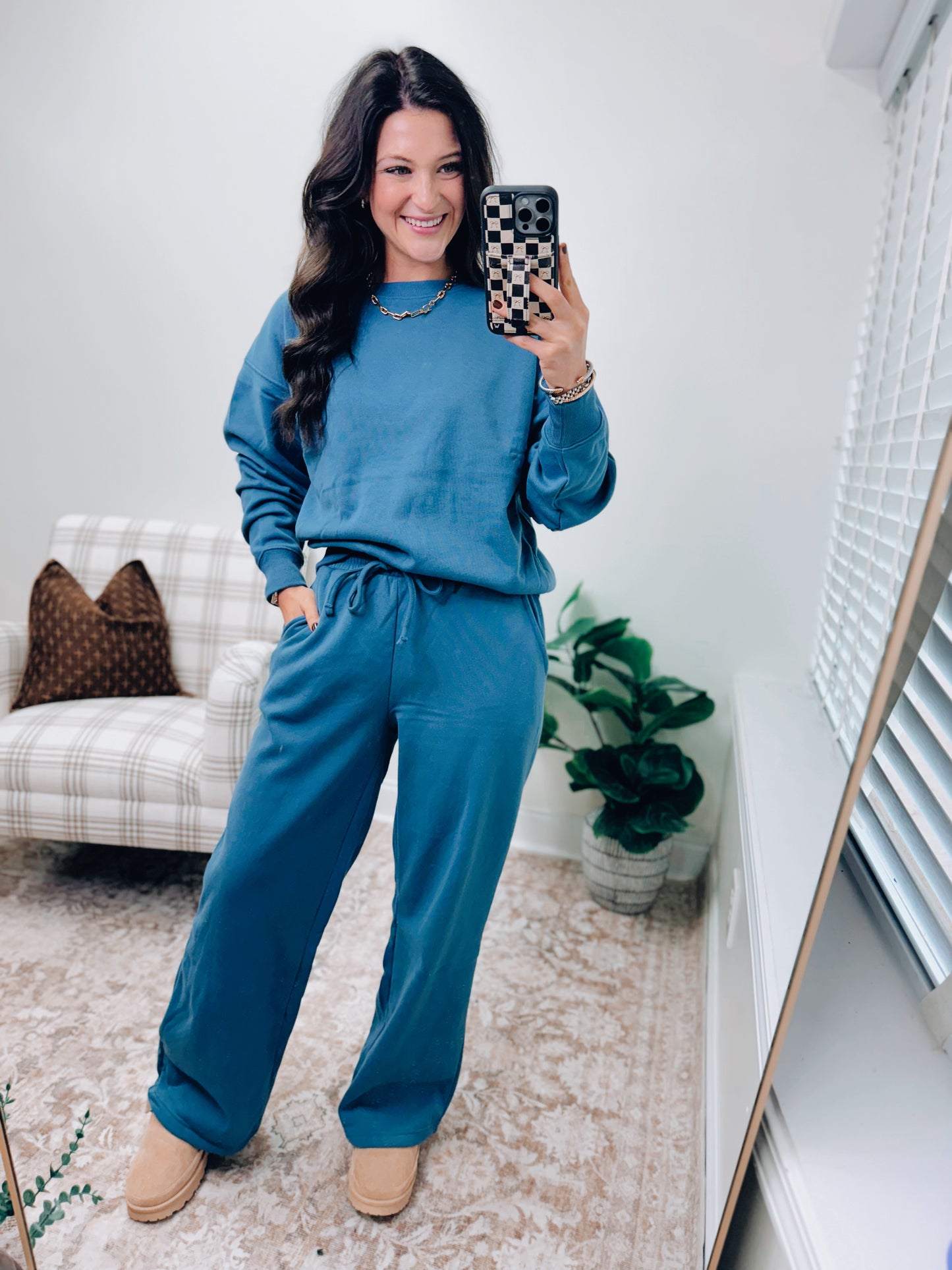 DOORBUSTER Crewneck Comfy Pants Set - Dusty Blue