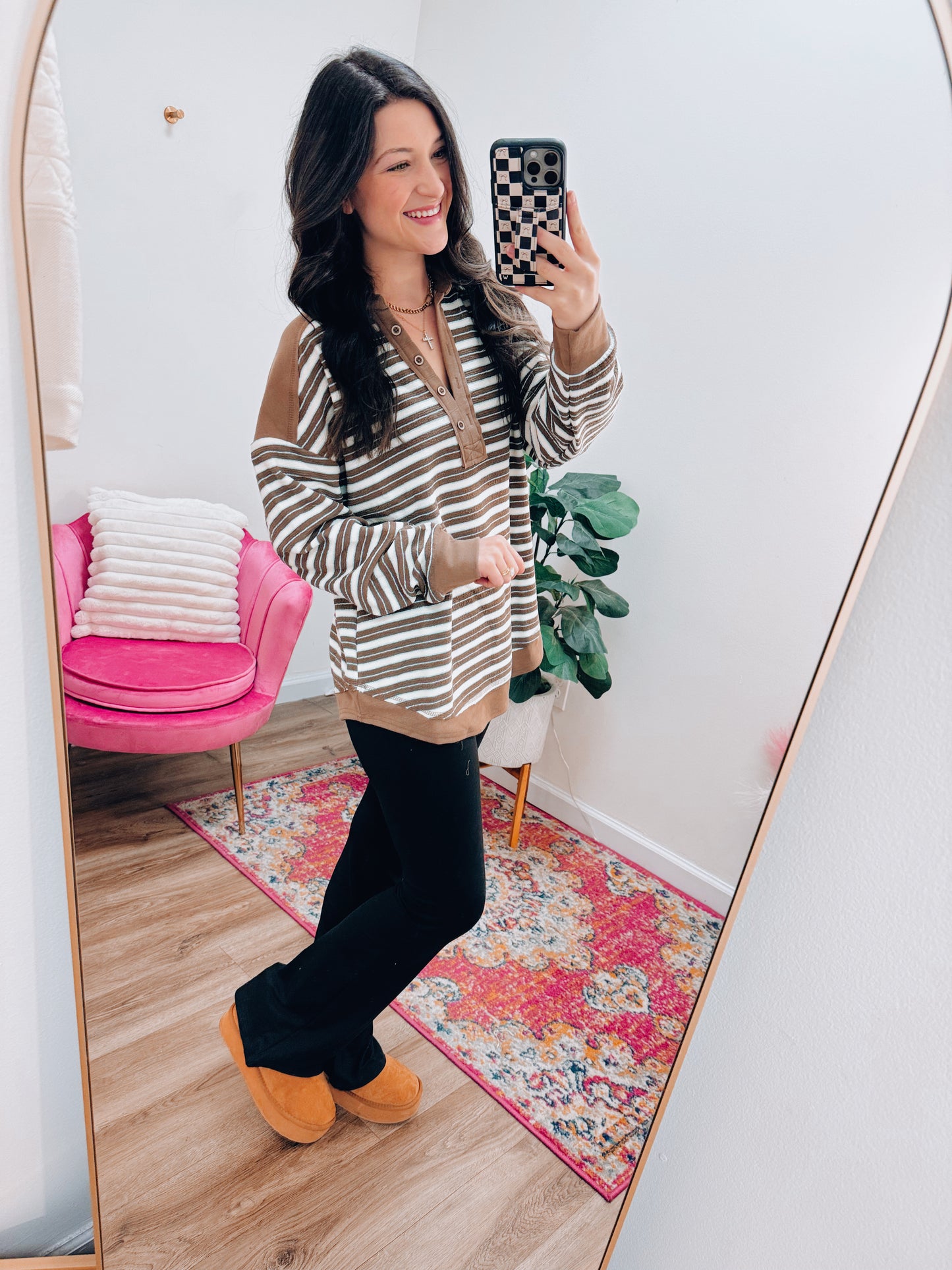 Cove Striped Button Pullover Top