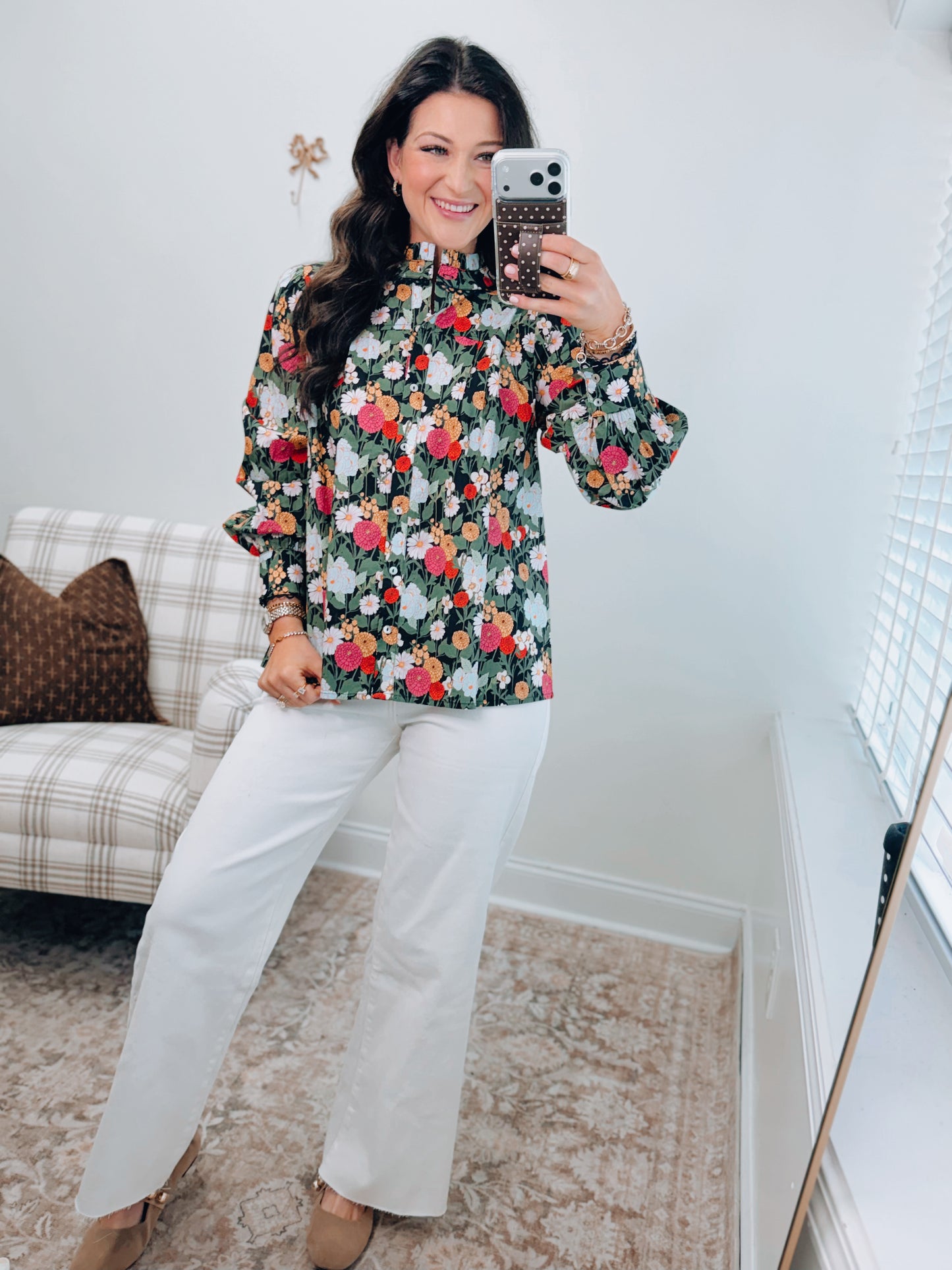 Charlotte Floral Scallop Trim Top