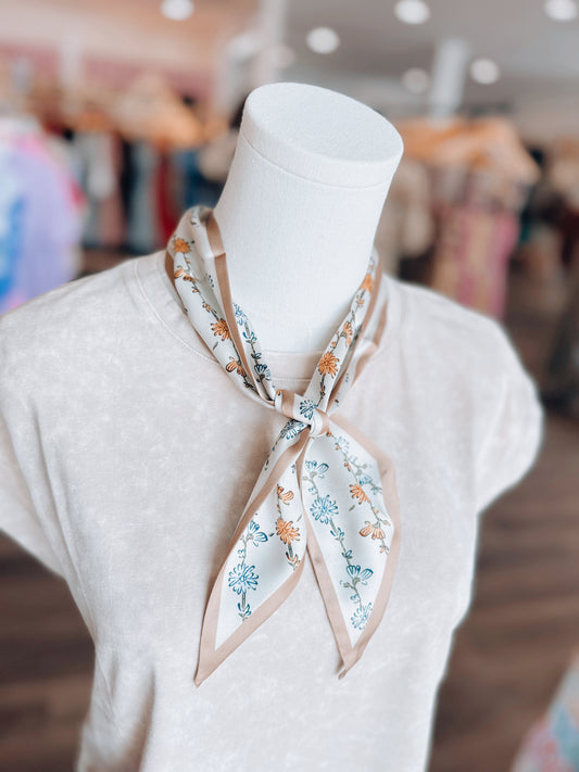 Taupe Floral Neck Scarf