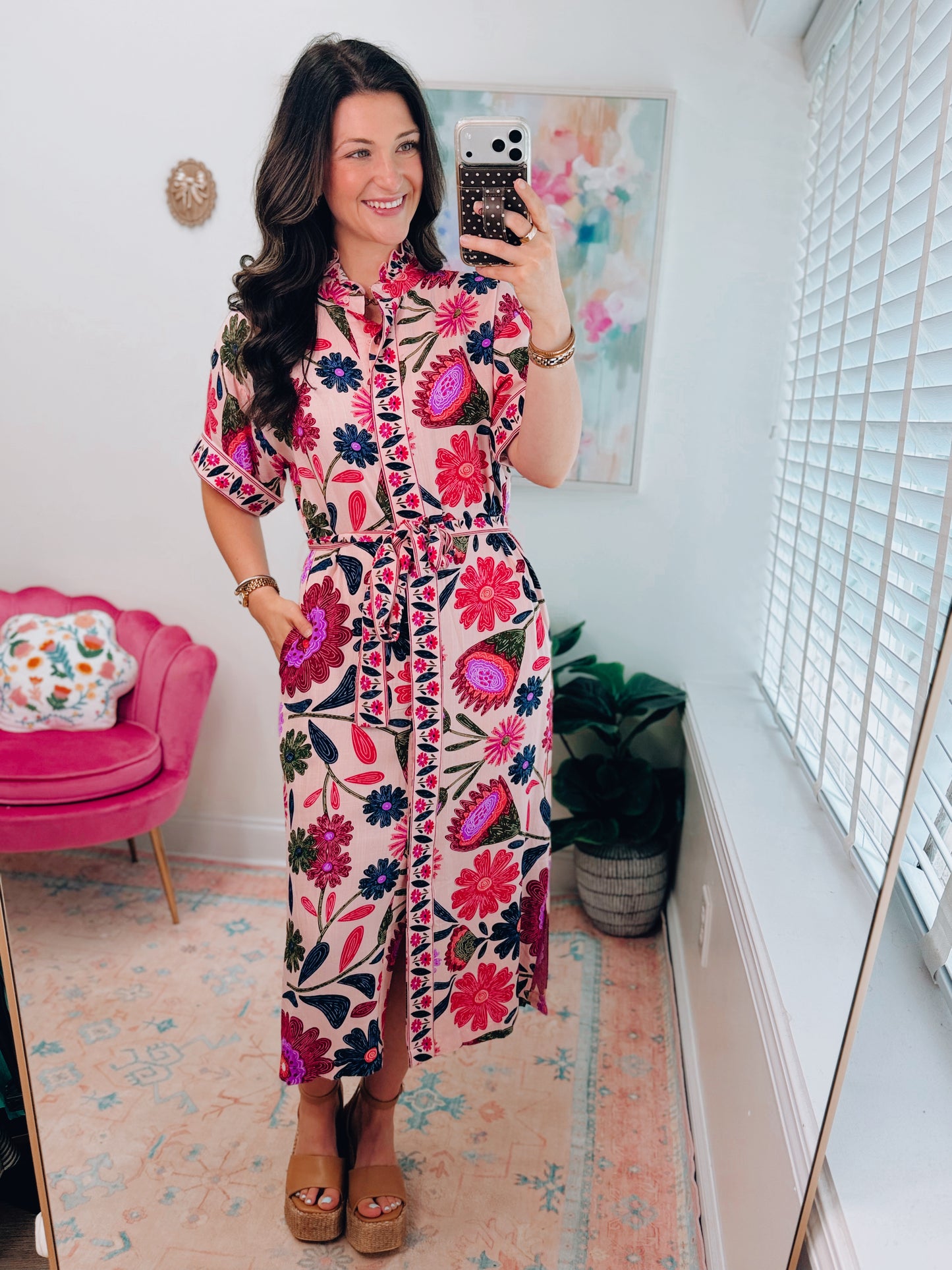 Aloha Babe Button Detail Midi Dress