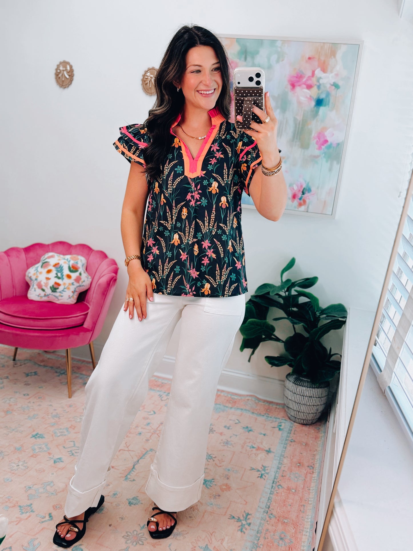 Everly Floral Ruffle Top