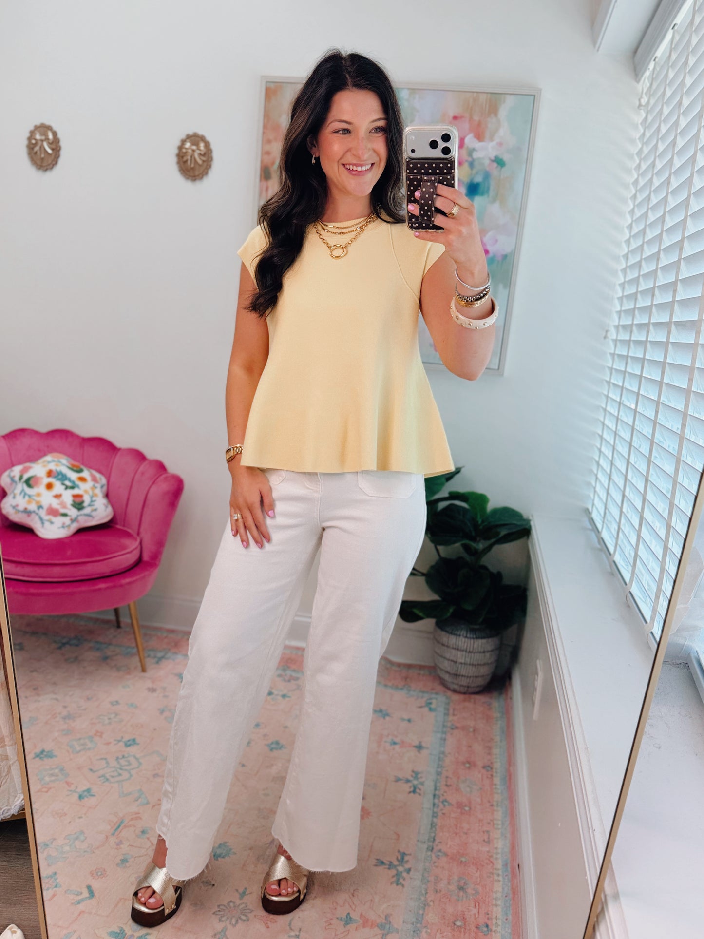 Marlow Ribbed Mock Top - Yellow