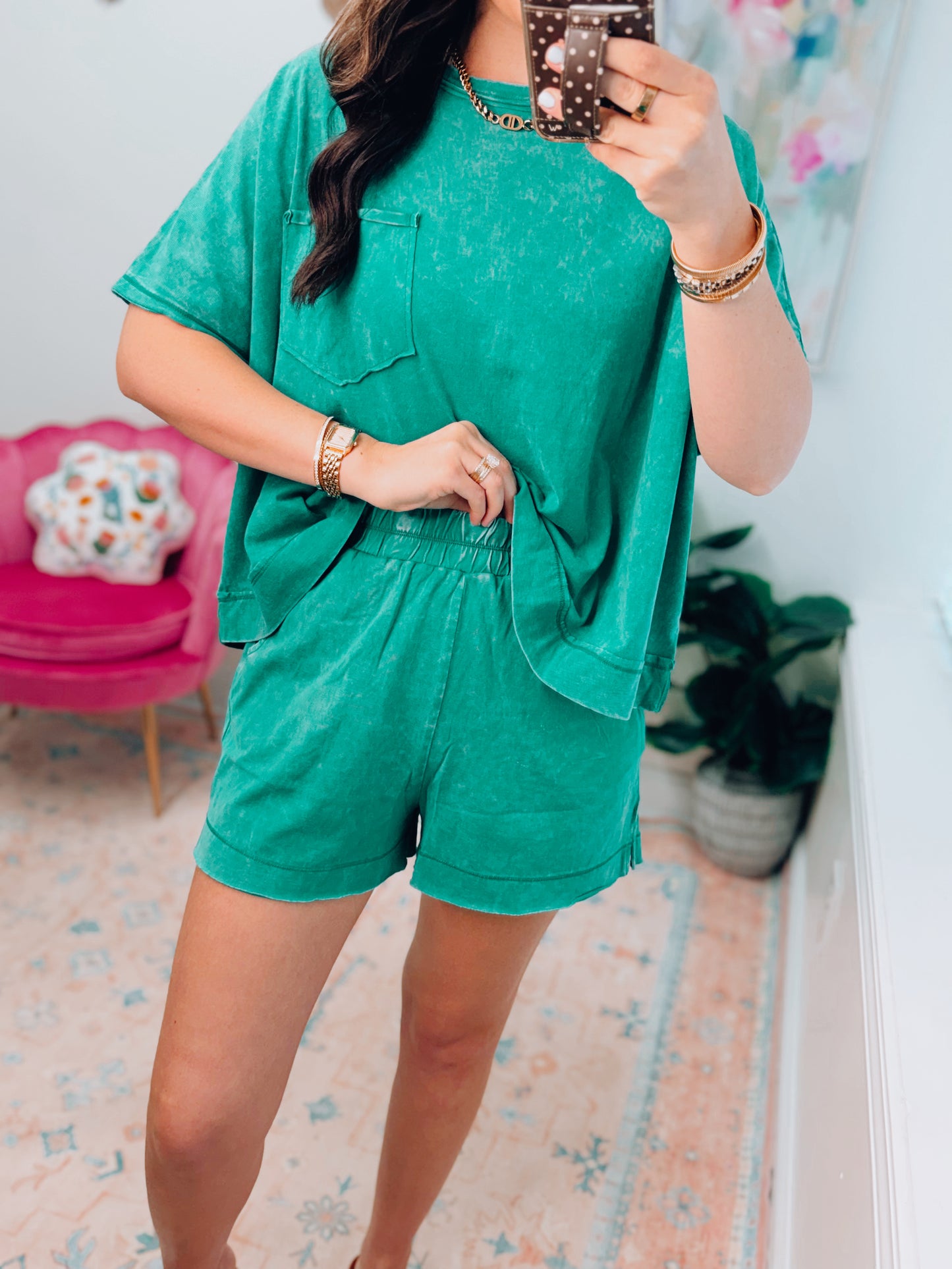 Easy Days Cotton Shorts Set - Kelly Green