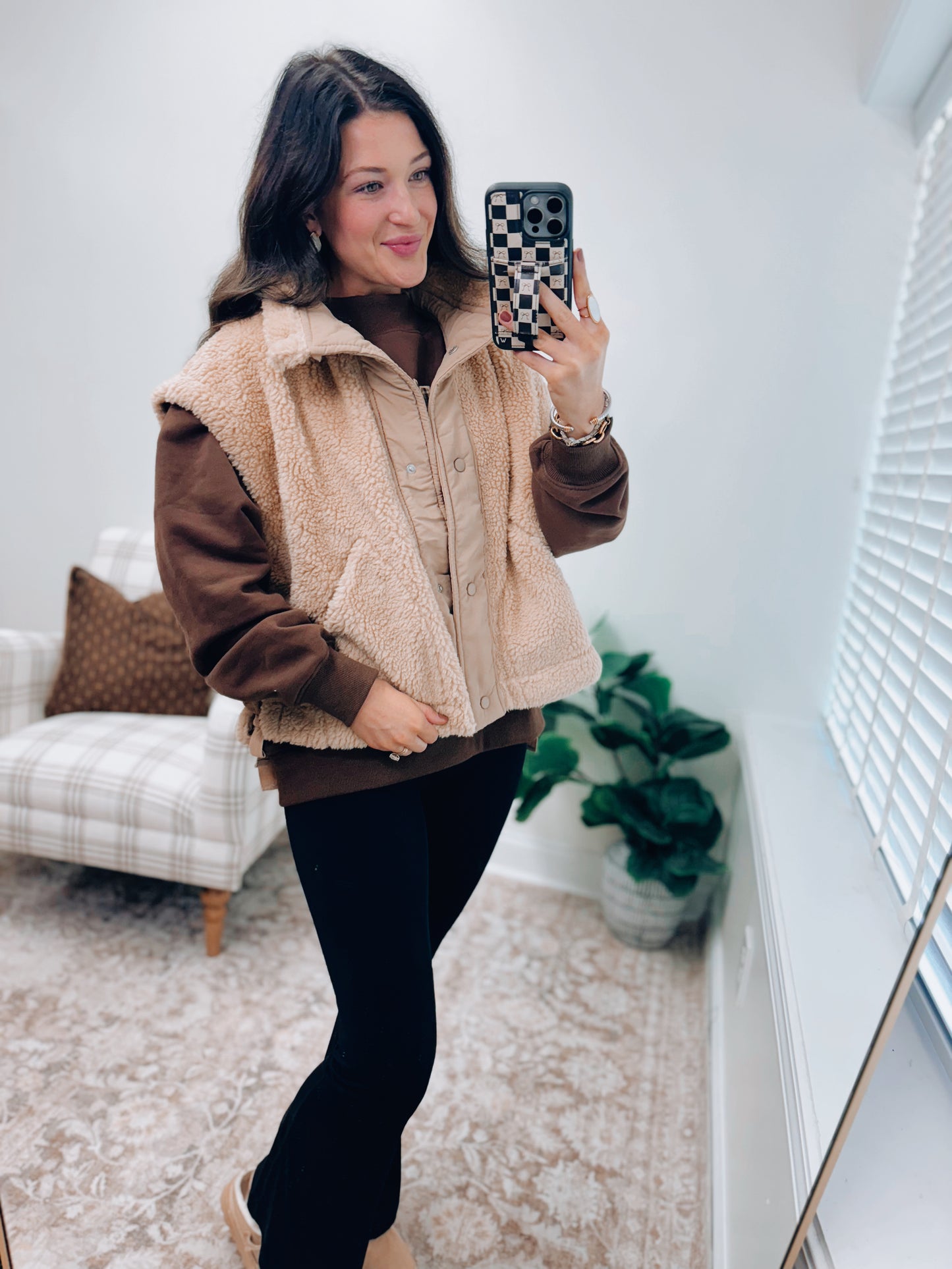 Teddy Sherpa Vest - Tan