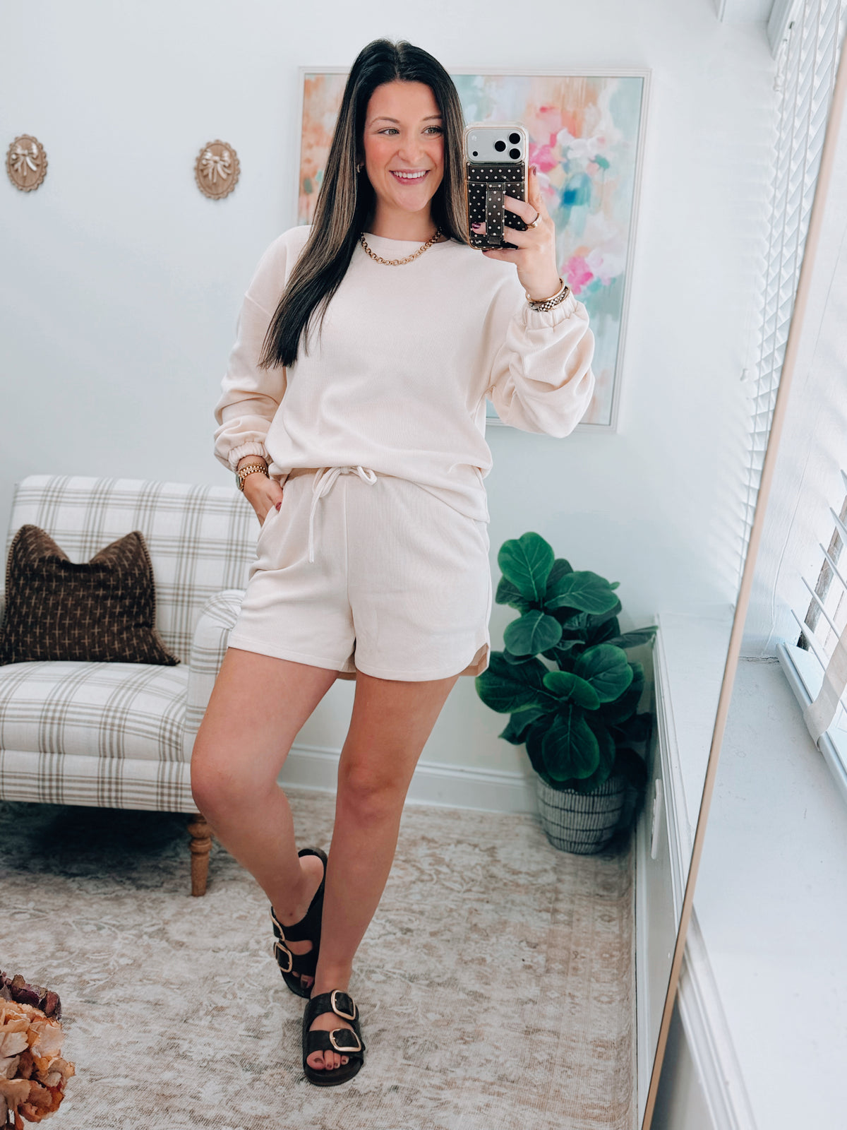 Kennedy Textured Cream Shorts Set