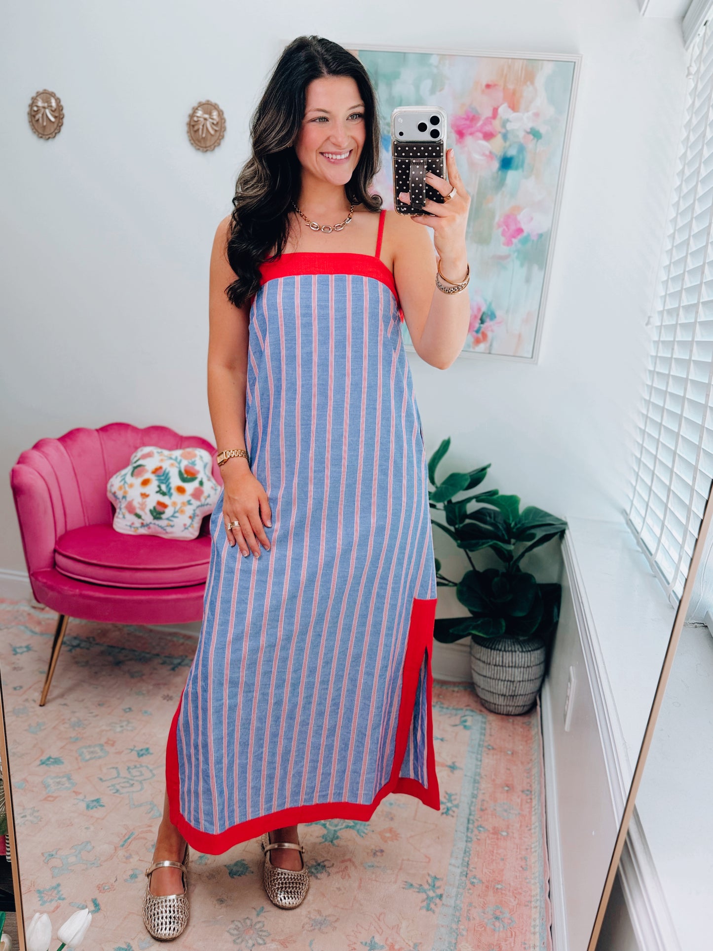 Freedom Found Striped Midi Dress
