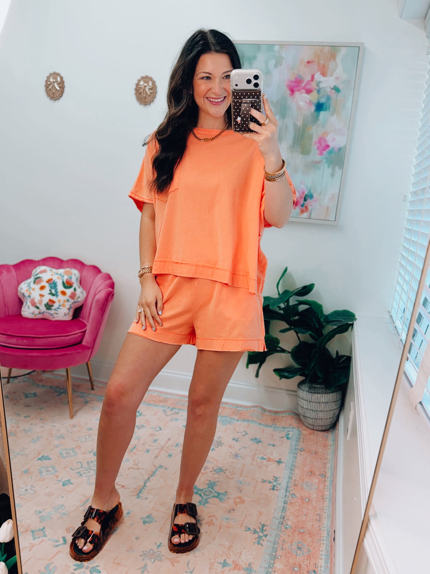 Easy Days Cotton Shorts Set - Coral