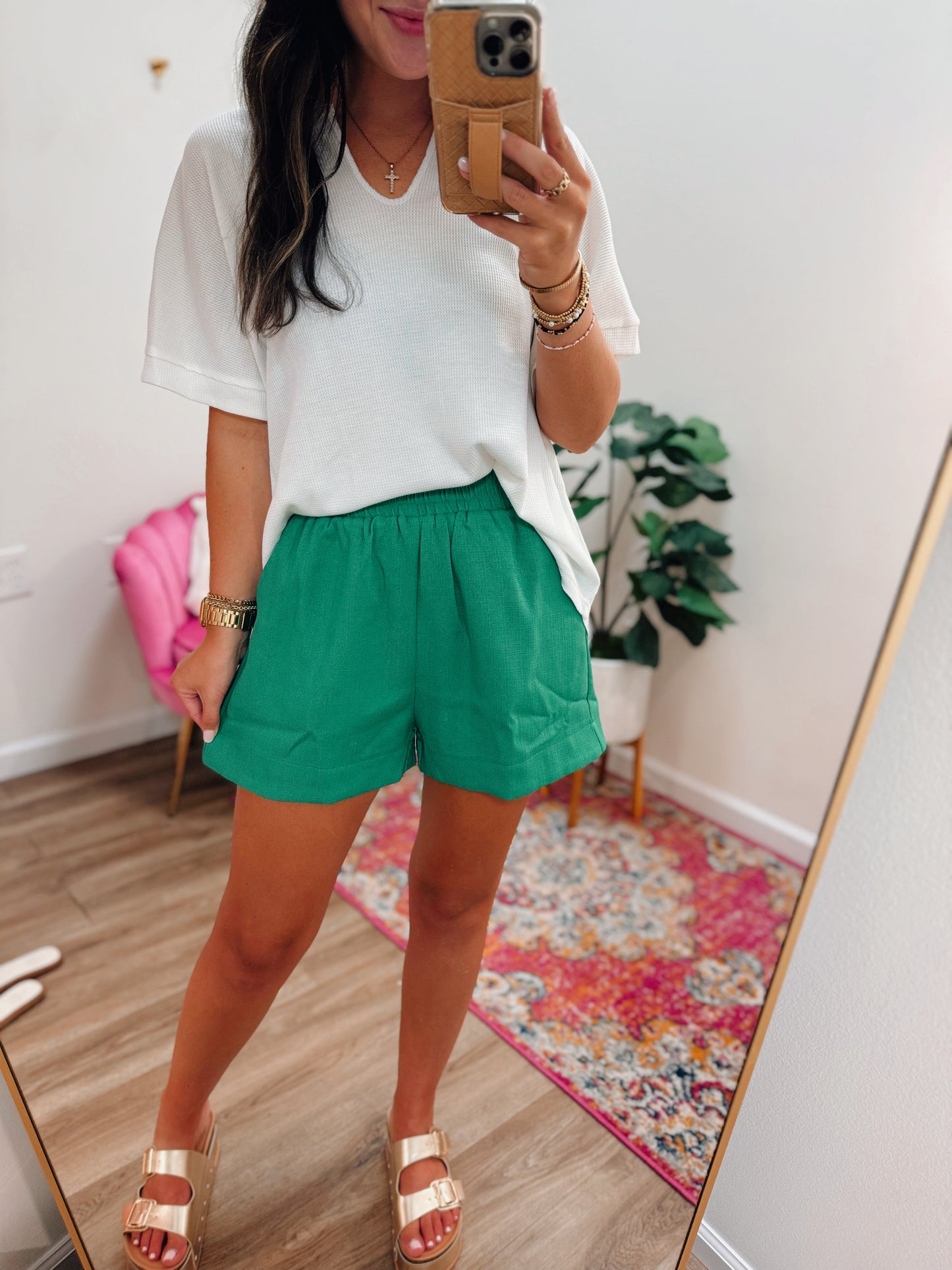 Wallen Linen Green Shorts