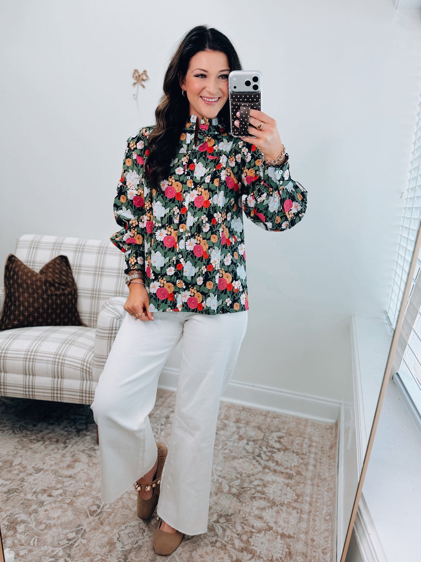 Charlotte Floral Scallop Trim Top