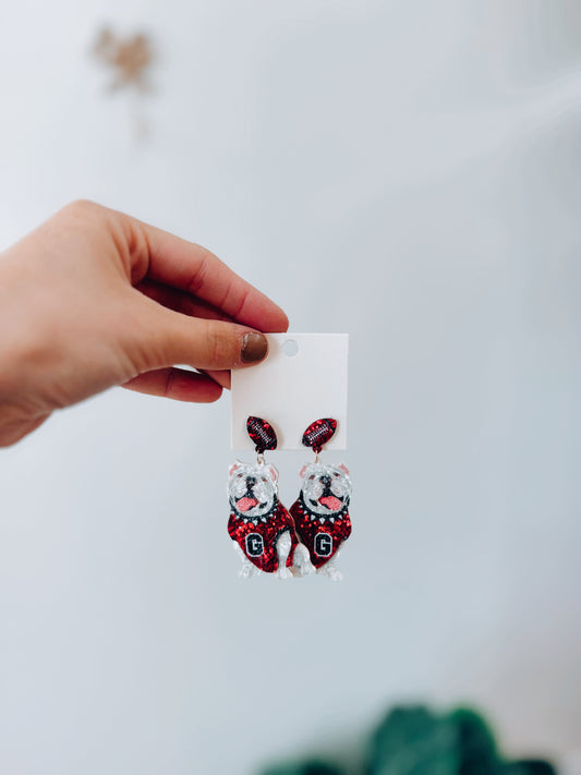 Bulldog Drop Glitter Earrings