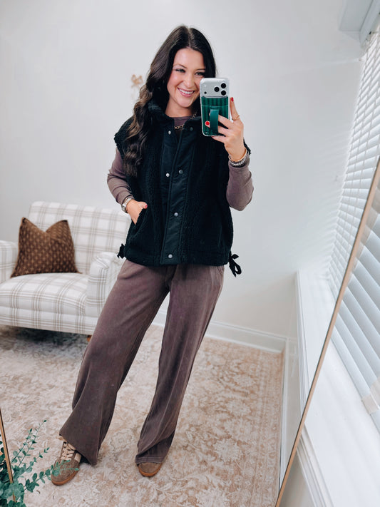 Teddy Sherpa Vest - Black