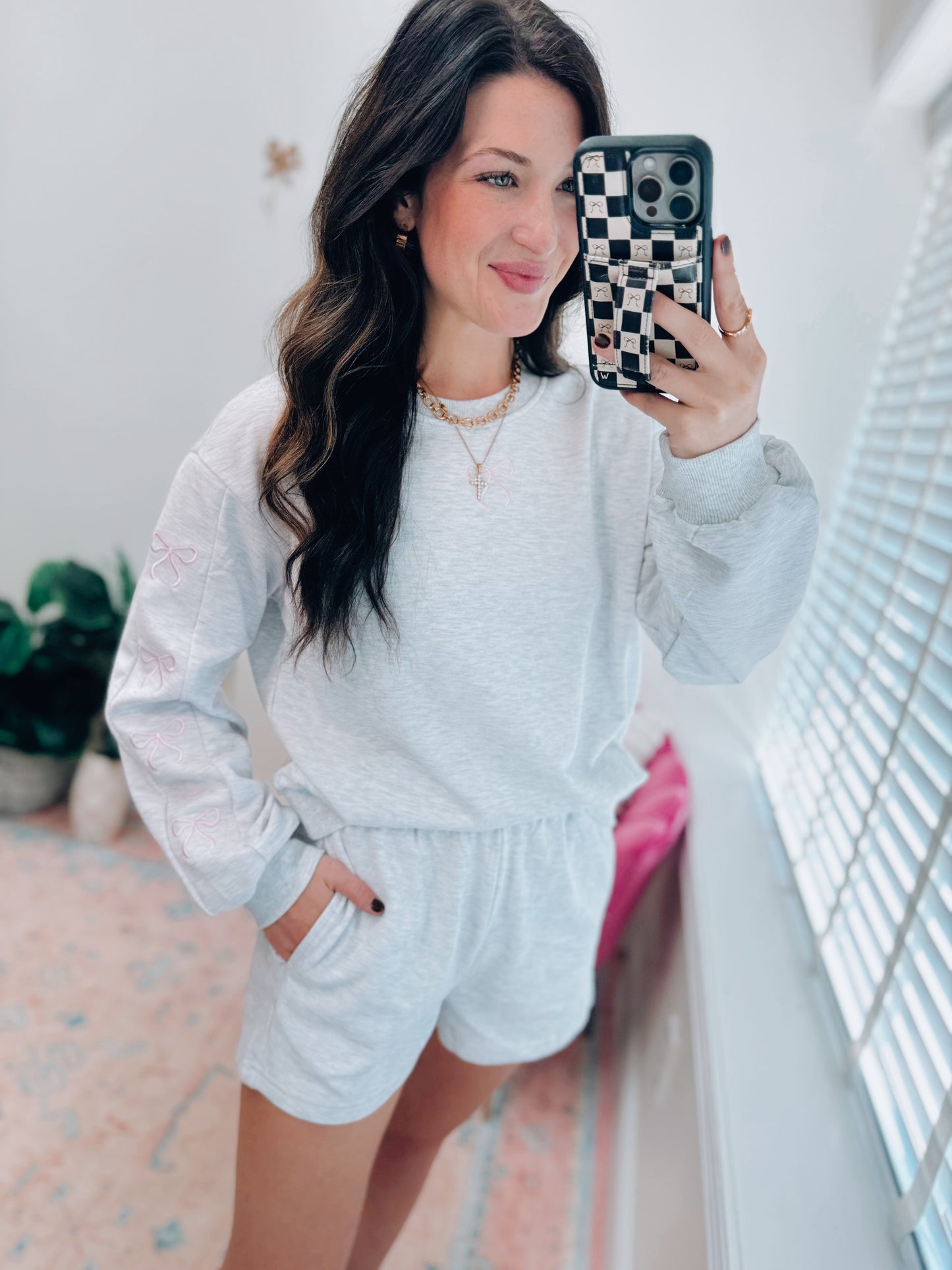 Mia Bow Sweat Shorts Set