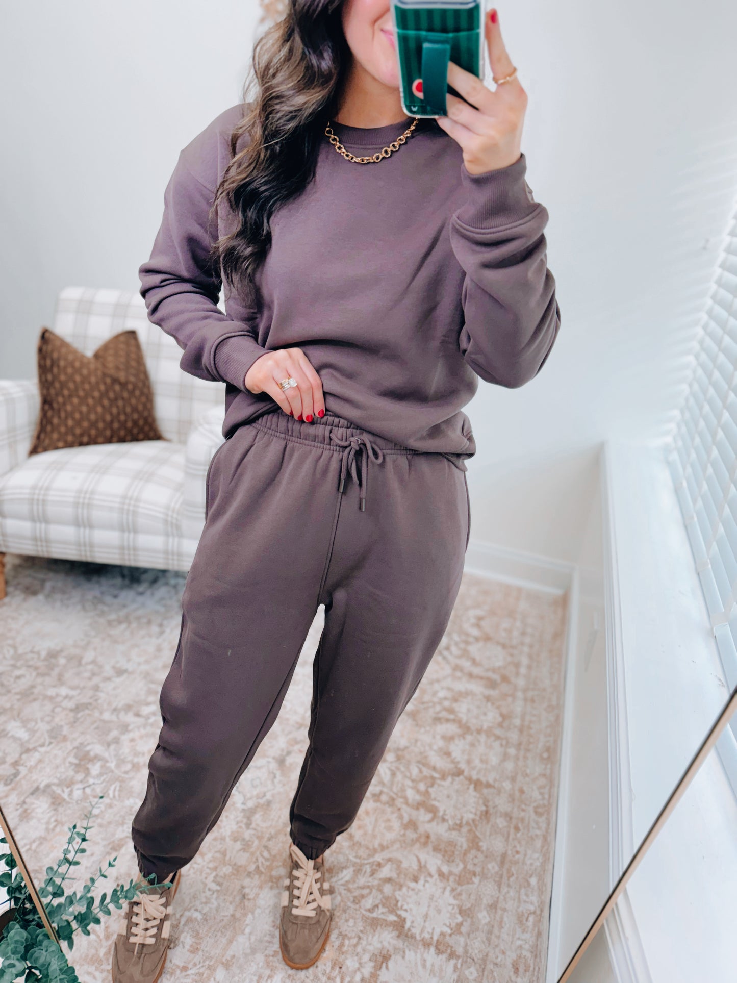 Classic Fit Jogger Lounge Set - Brown