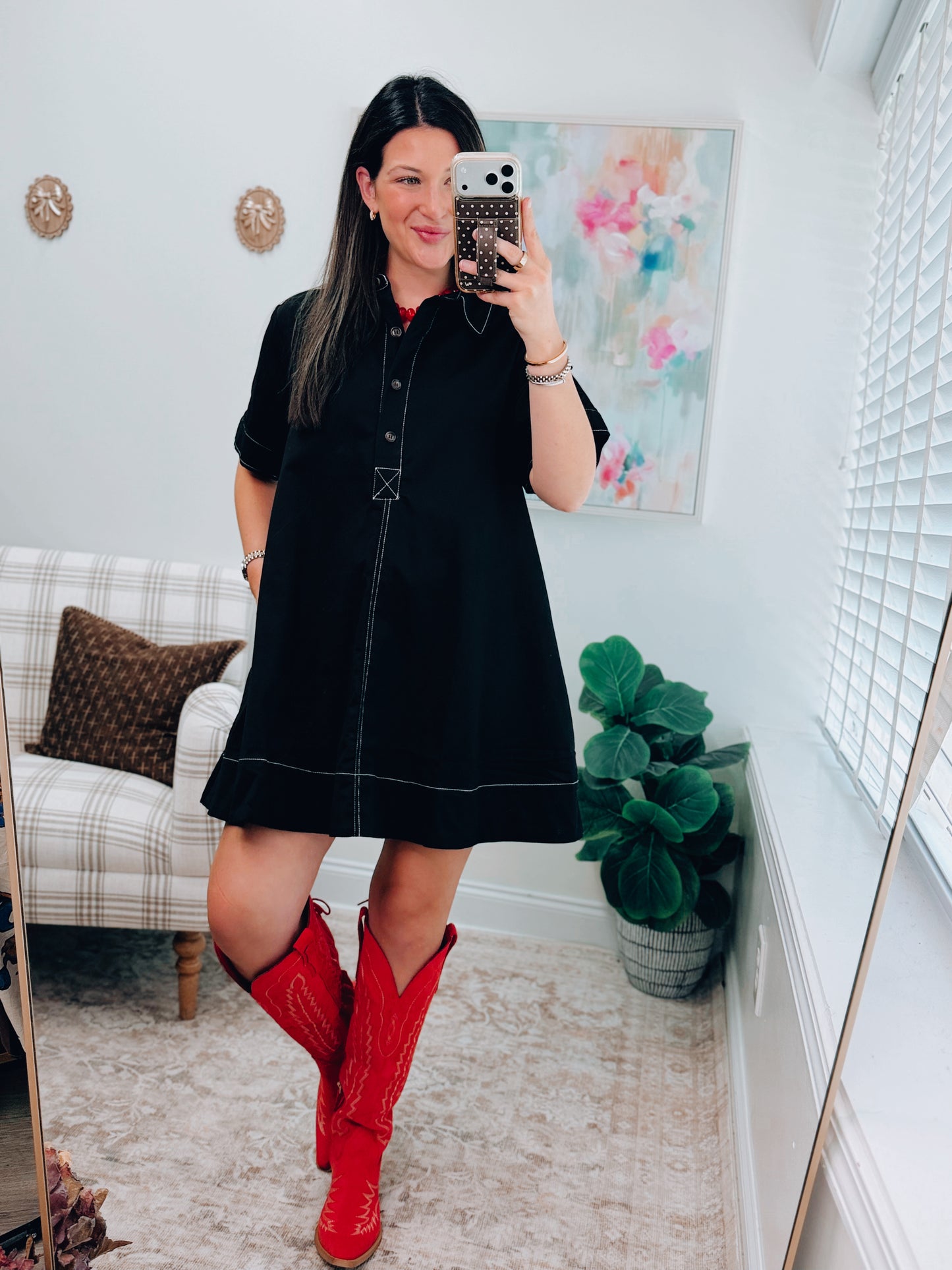 Bonnie Black Stitched Mini Dress
