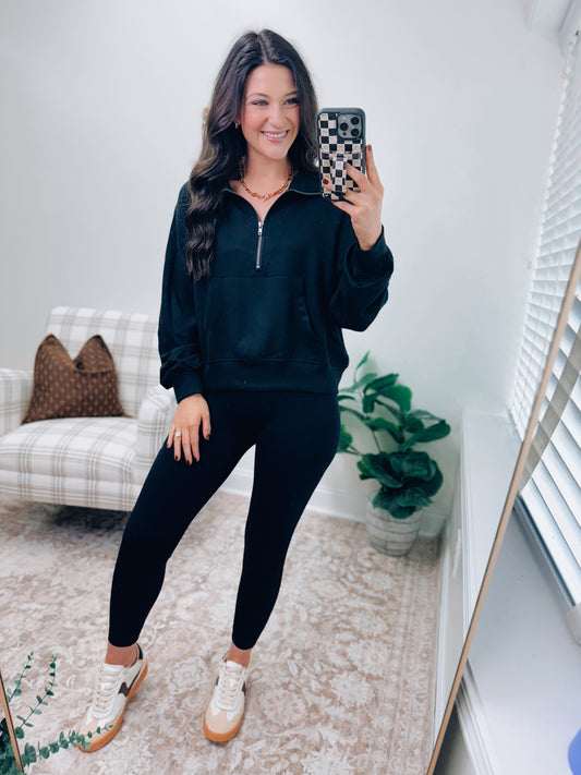 DOORBUSTER Air Essentials Half Zip Black Pullover