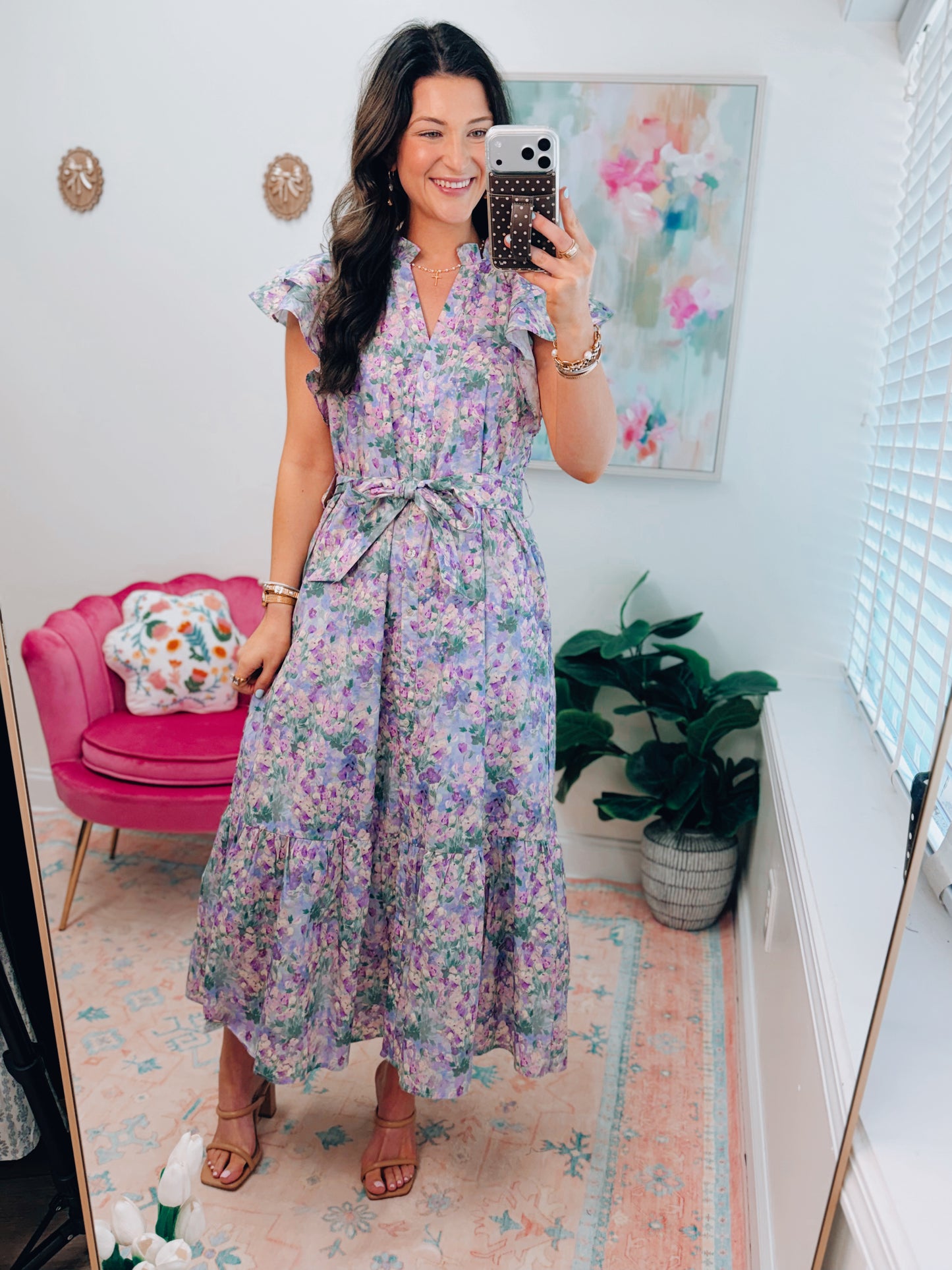 Paisley Ruffle Floral Midi Dress