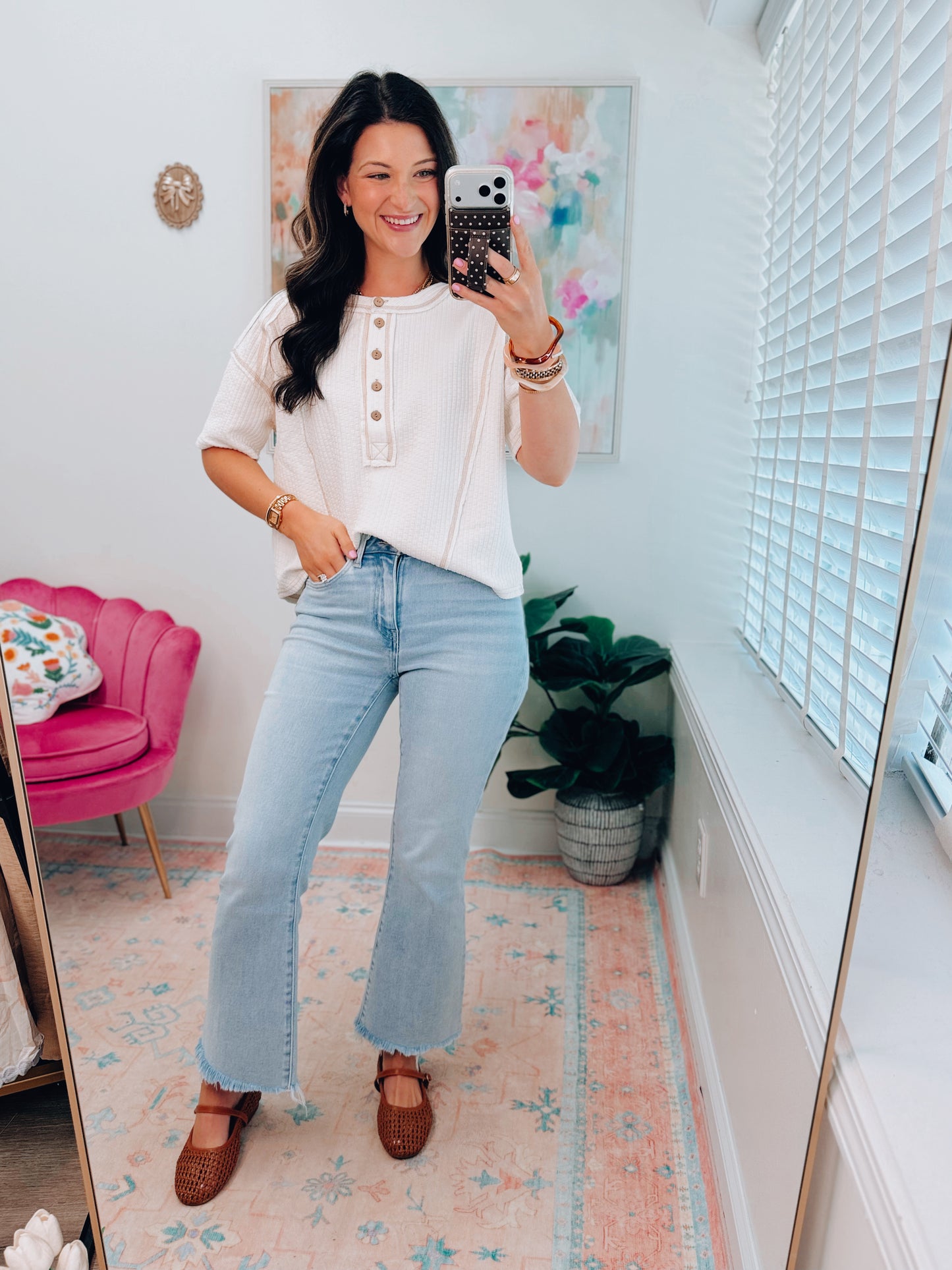Charm Light Wash Crop Flare Denim