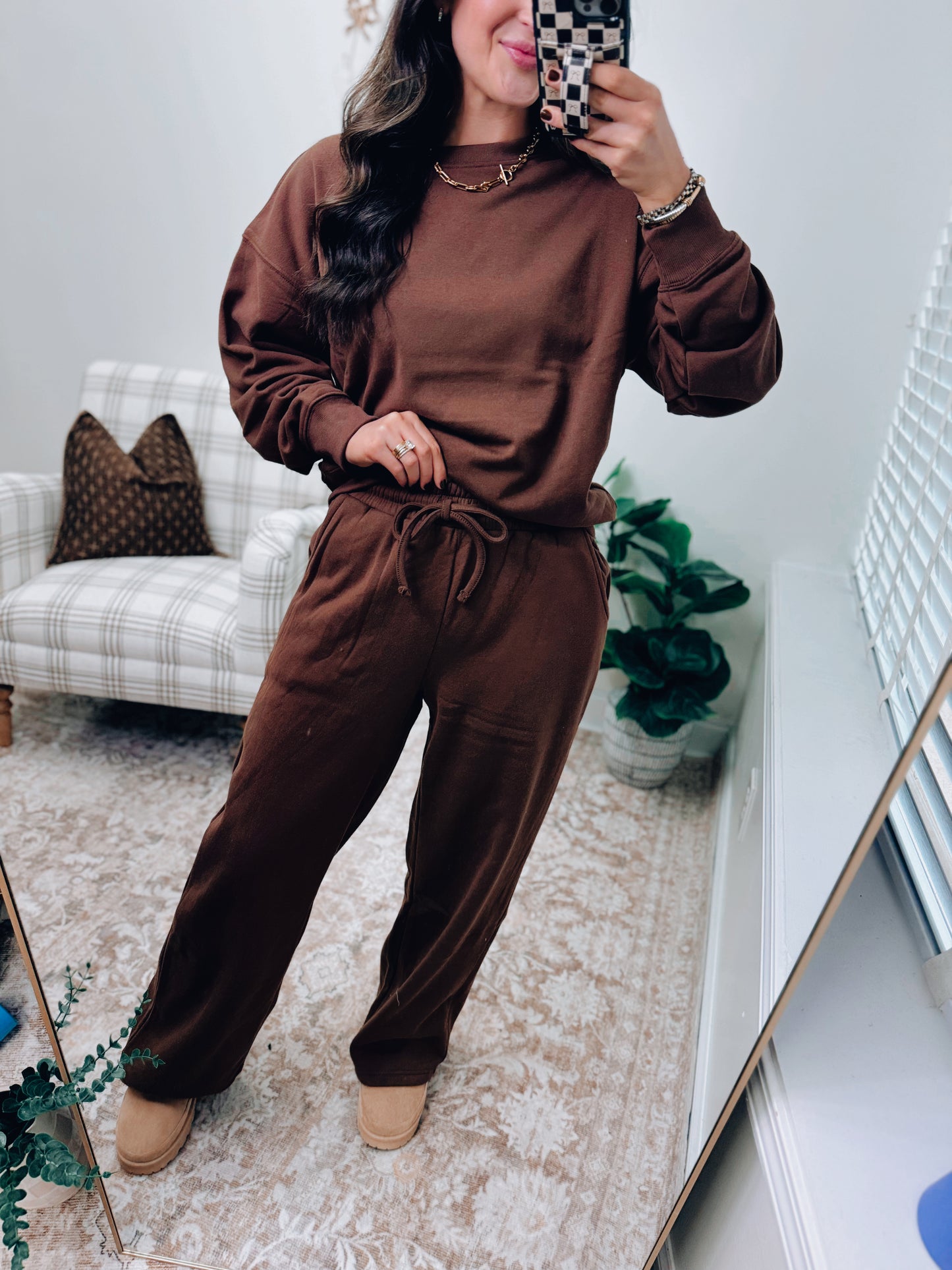 DOORBUSTER Crewneck Comfy Pants Set - Brown