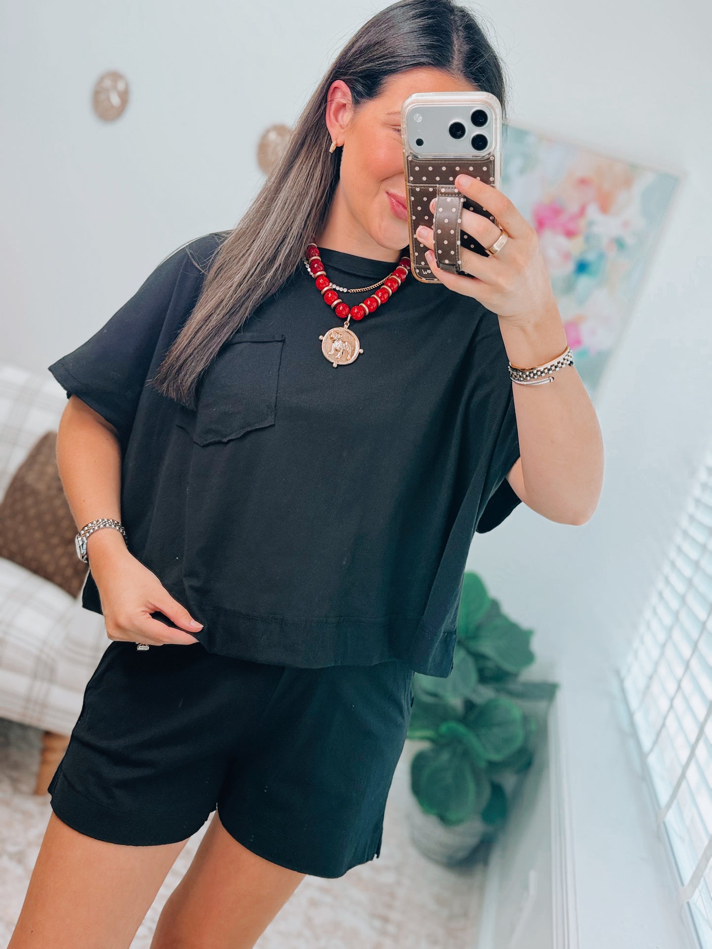 Easy Days Cotton Shorts Set - Black