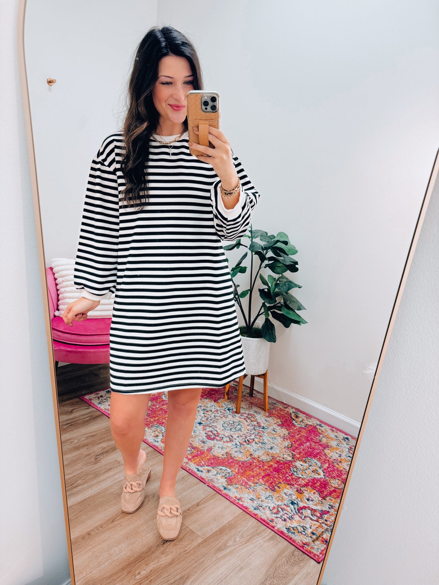 Stacy Striped Mini Dress - Black