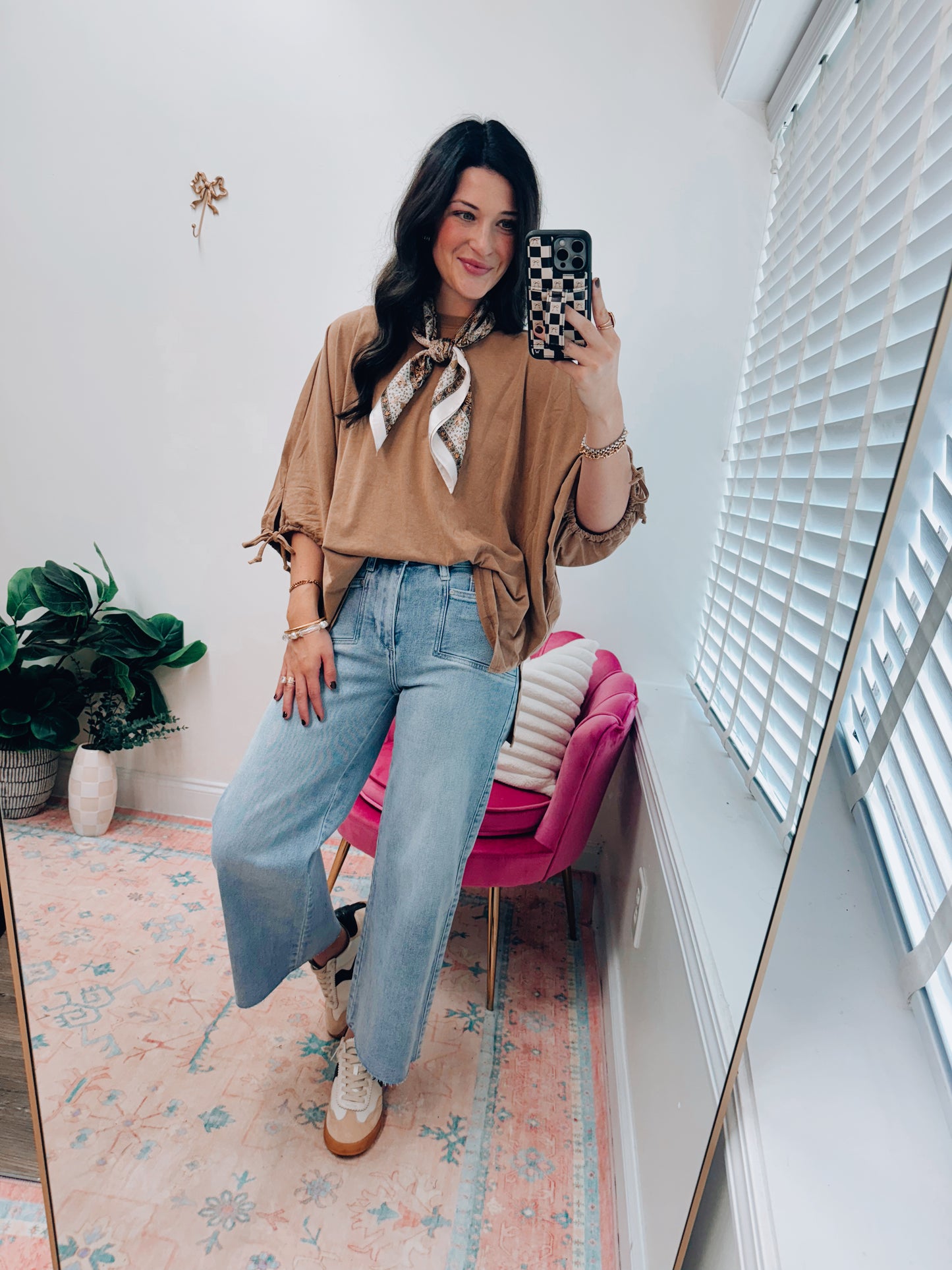 Latte Half Sleeve Tie Top